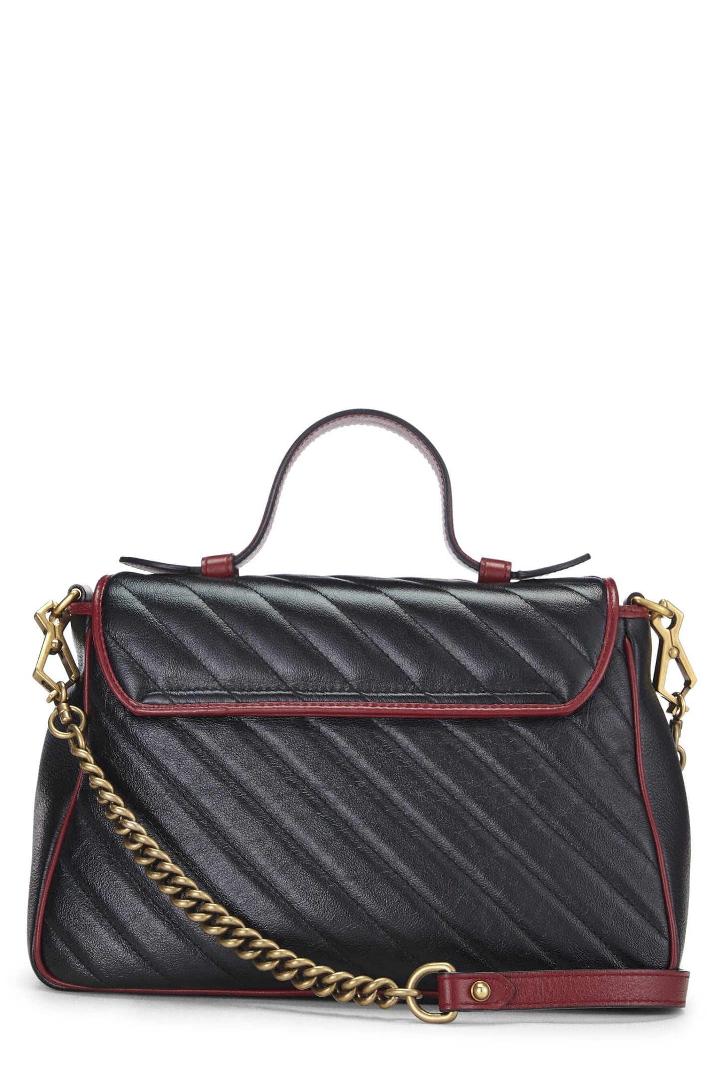 Gucci, Black Leather GG Marmont Top Handle Bag, Multi