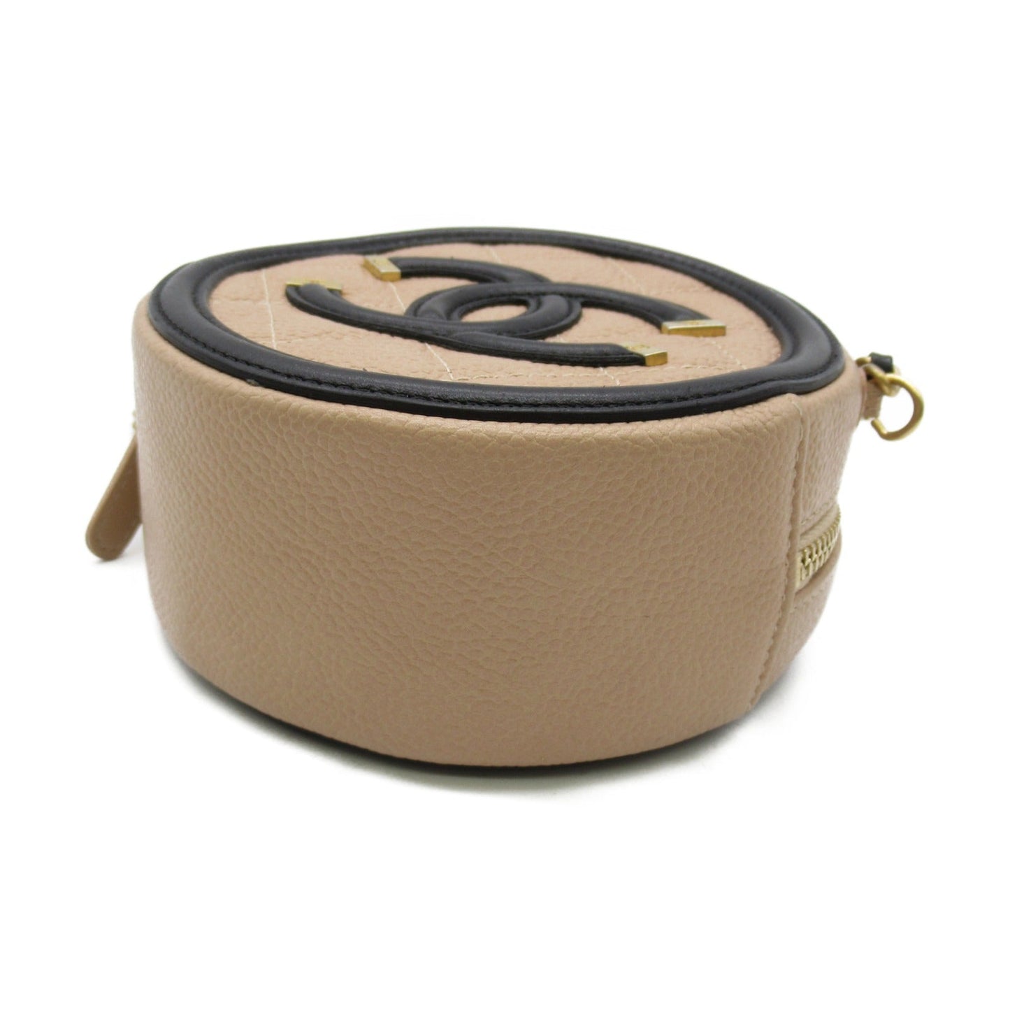 CHANEL CHANEL Chain Pochette Shoulder Bag Caviar S Beige / Black