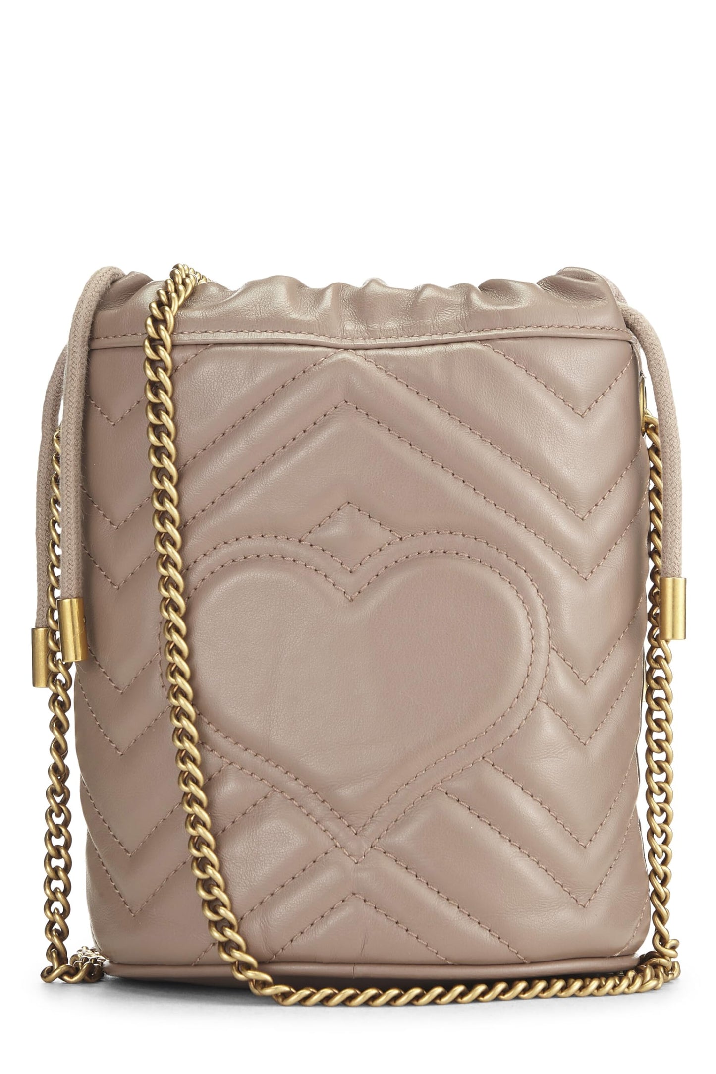 Gucci, Beige Leather 'GG' Marmont Chain Bucket Bag Small, Beige