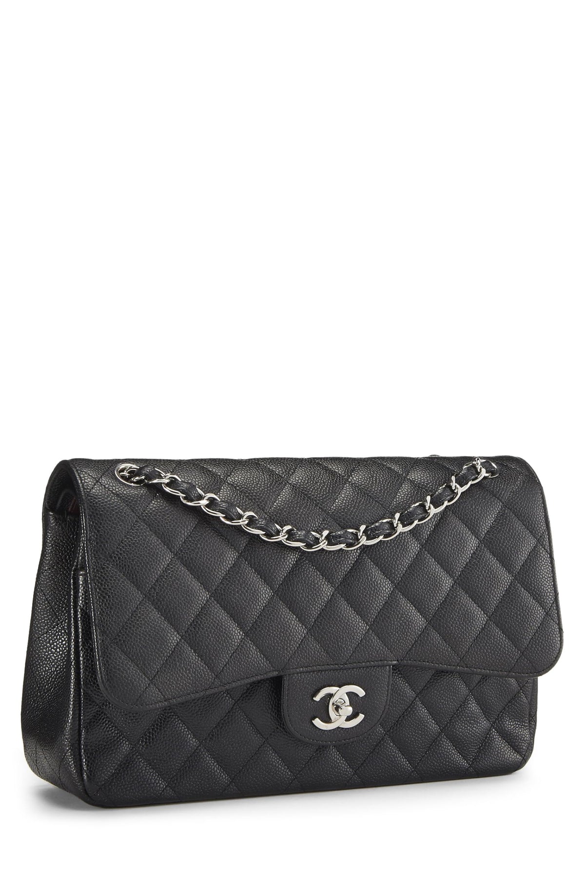 Chanel, Black Quilted Caviar Leather New Classic Jumbo, Black
