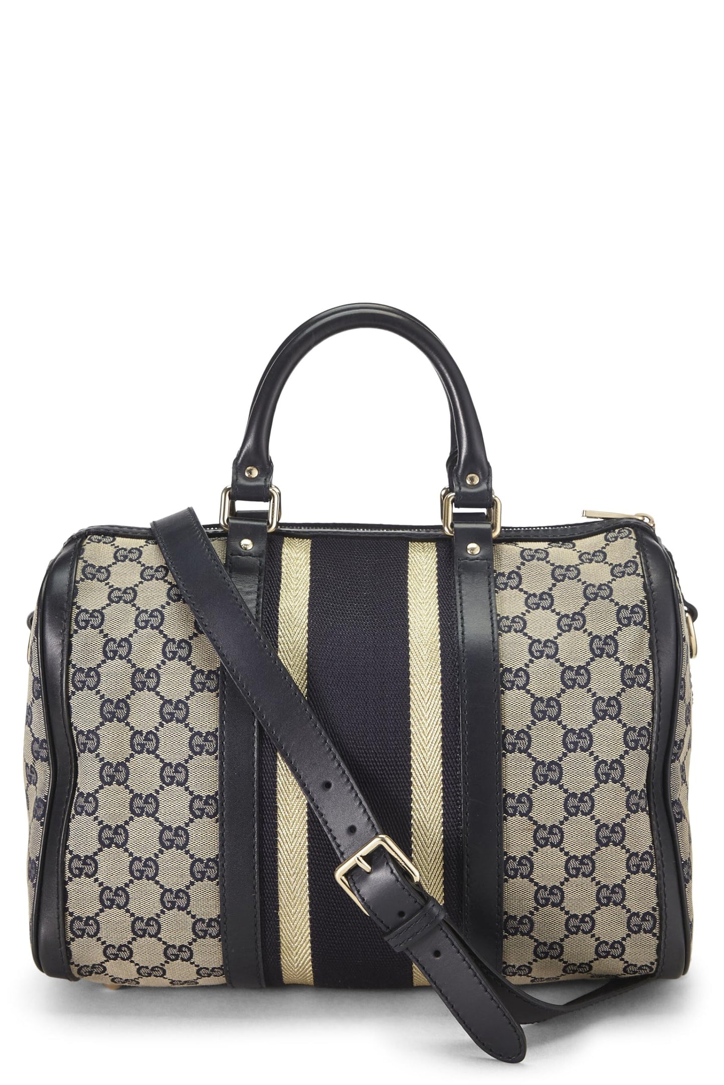 Gucci, Blue Original GG Canvas Web Boston Handbag, Blue