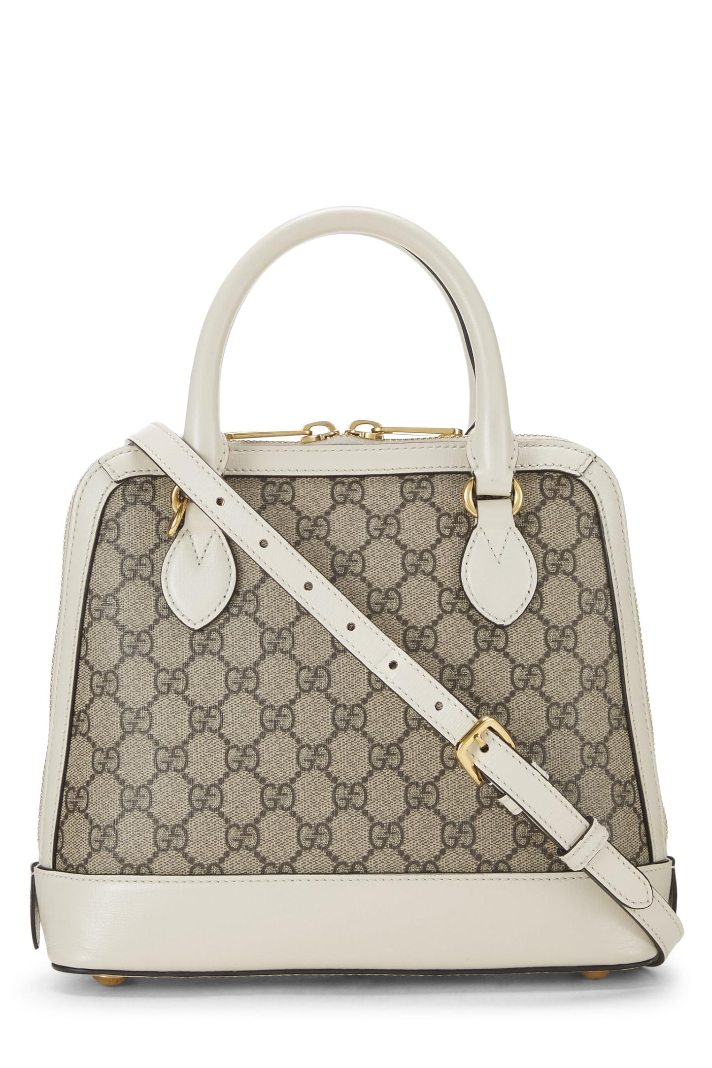 Gucci, White Original GG Supreme Canvas Horsebit Handbag Small, White