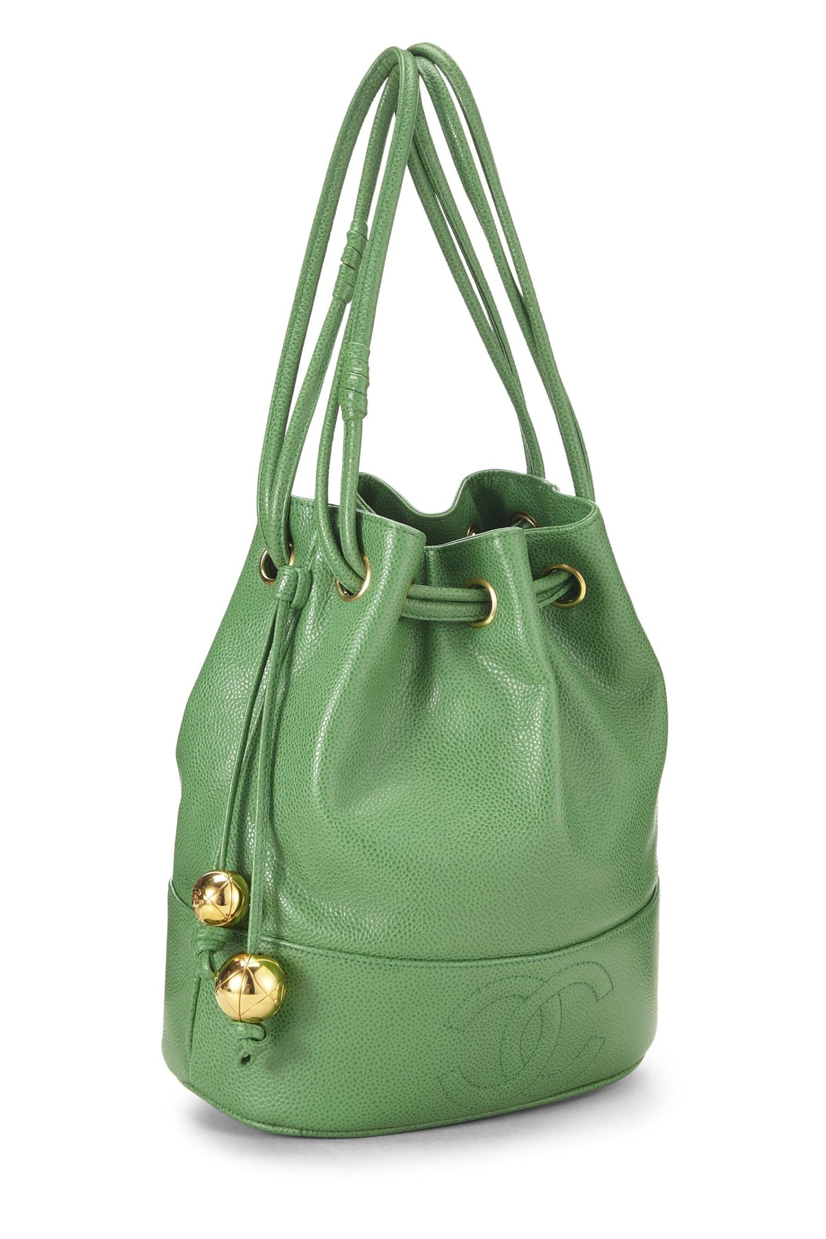 Chanel, Green Caviar 3 'CC' Bucket Bag, Green
