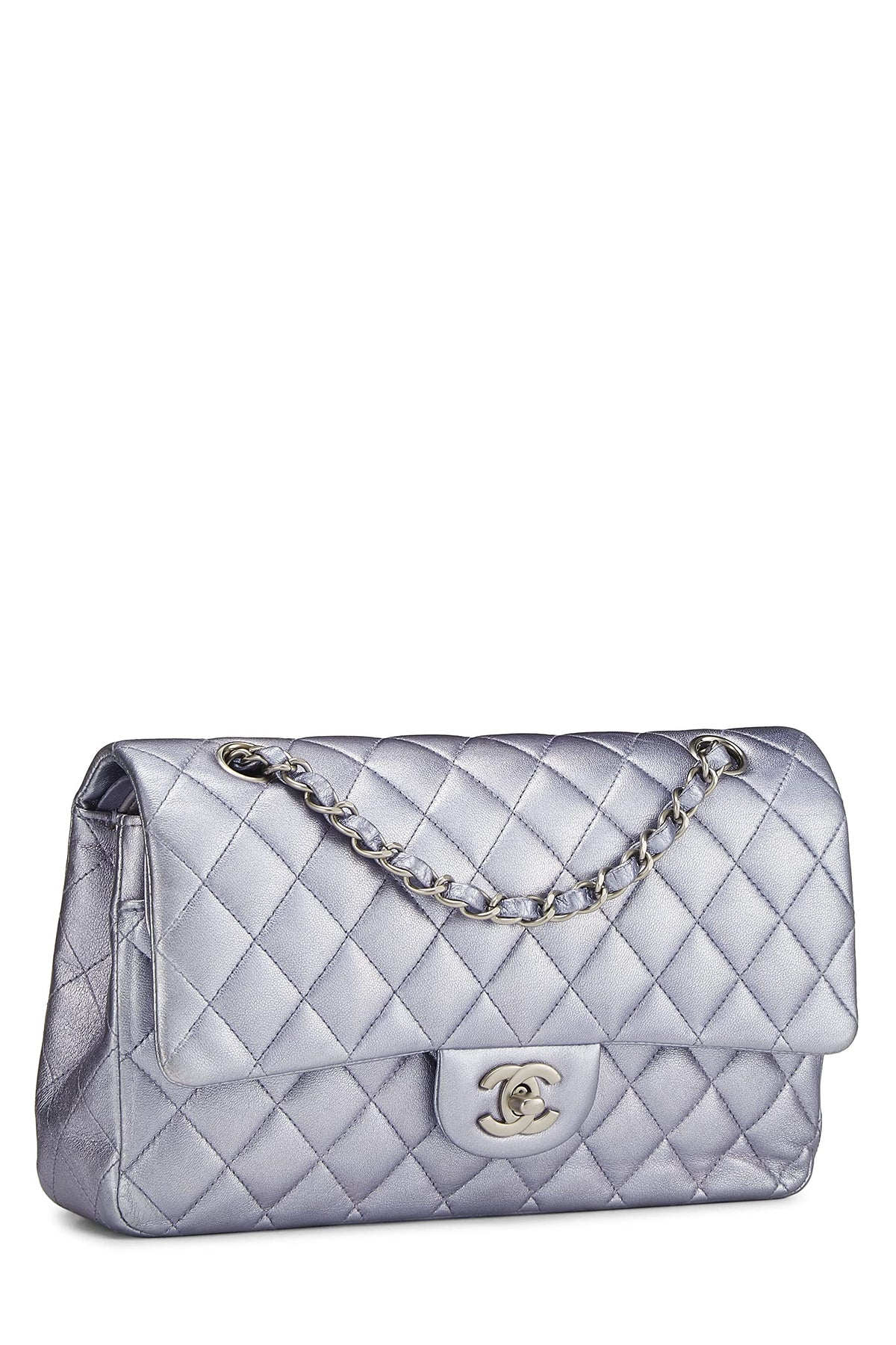 Chanel, Metallic Purple Quilted Lambskin Classic Double Flap Medium, Purple