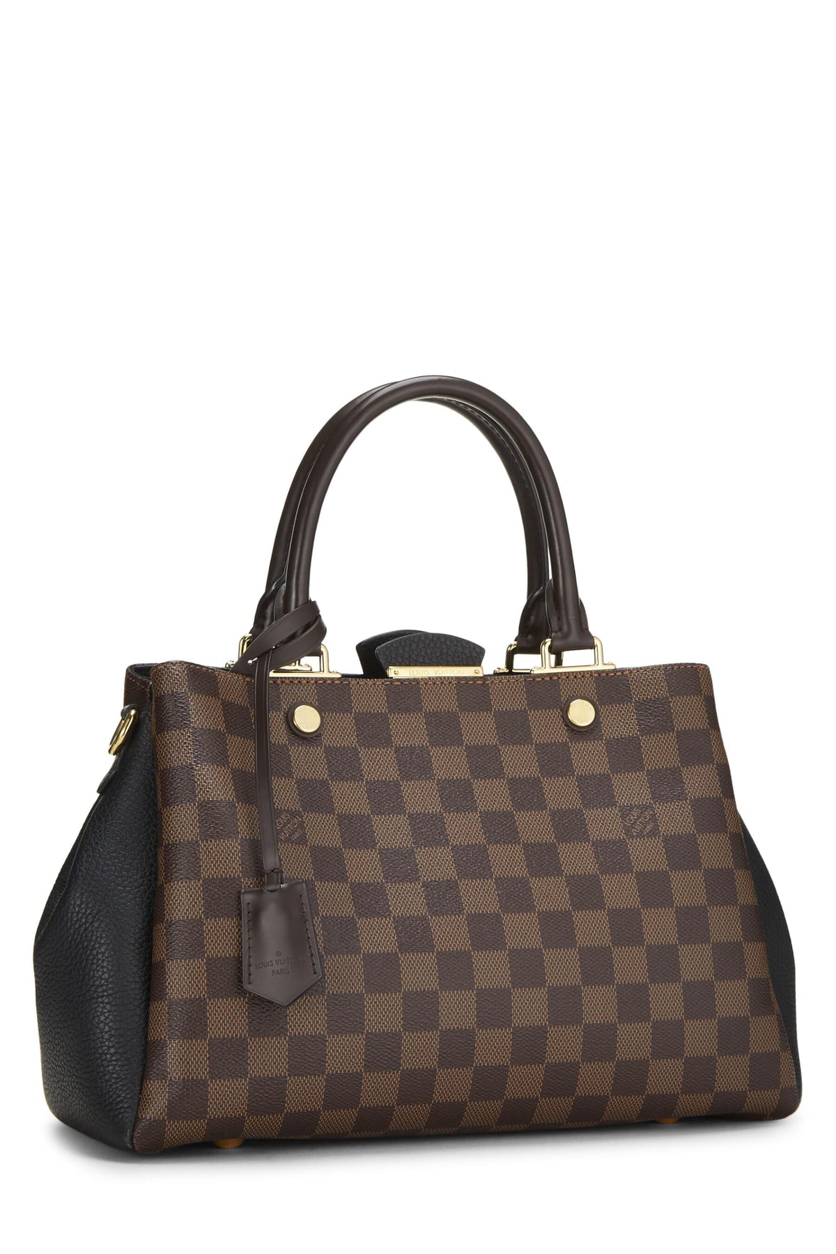 Louis Vuitton, Damier Ebene Canvas & Black Leather Brittany, Black