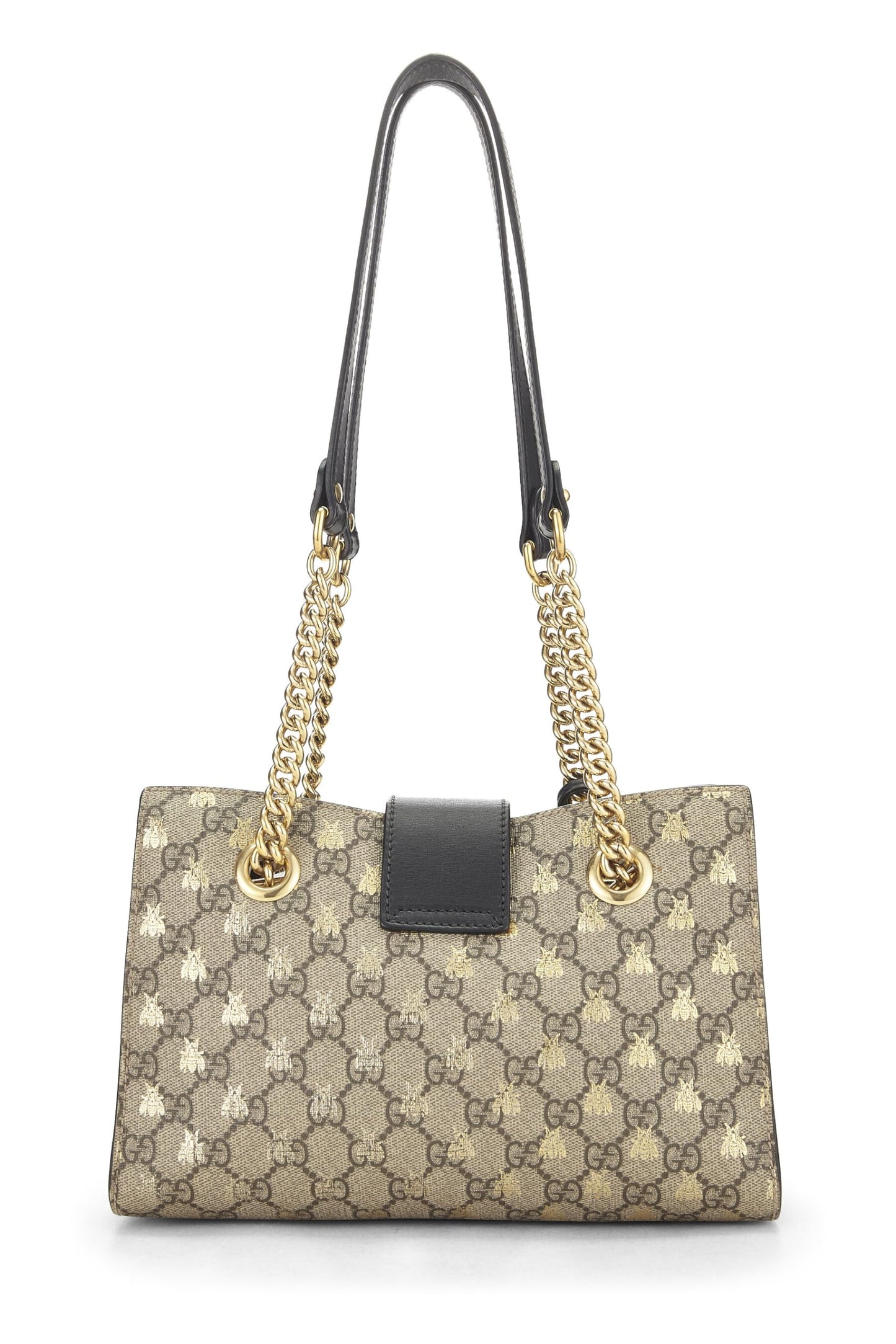 Gucci, Black GG Supreme Bee Padlock Tote Small, Black