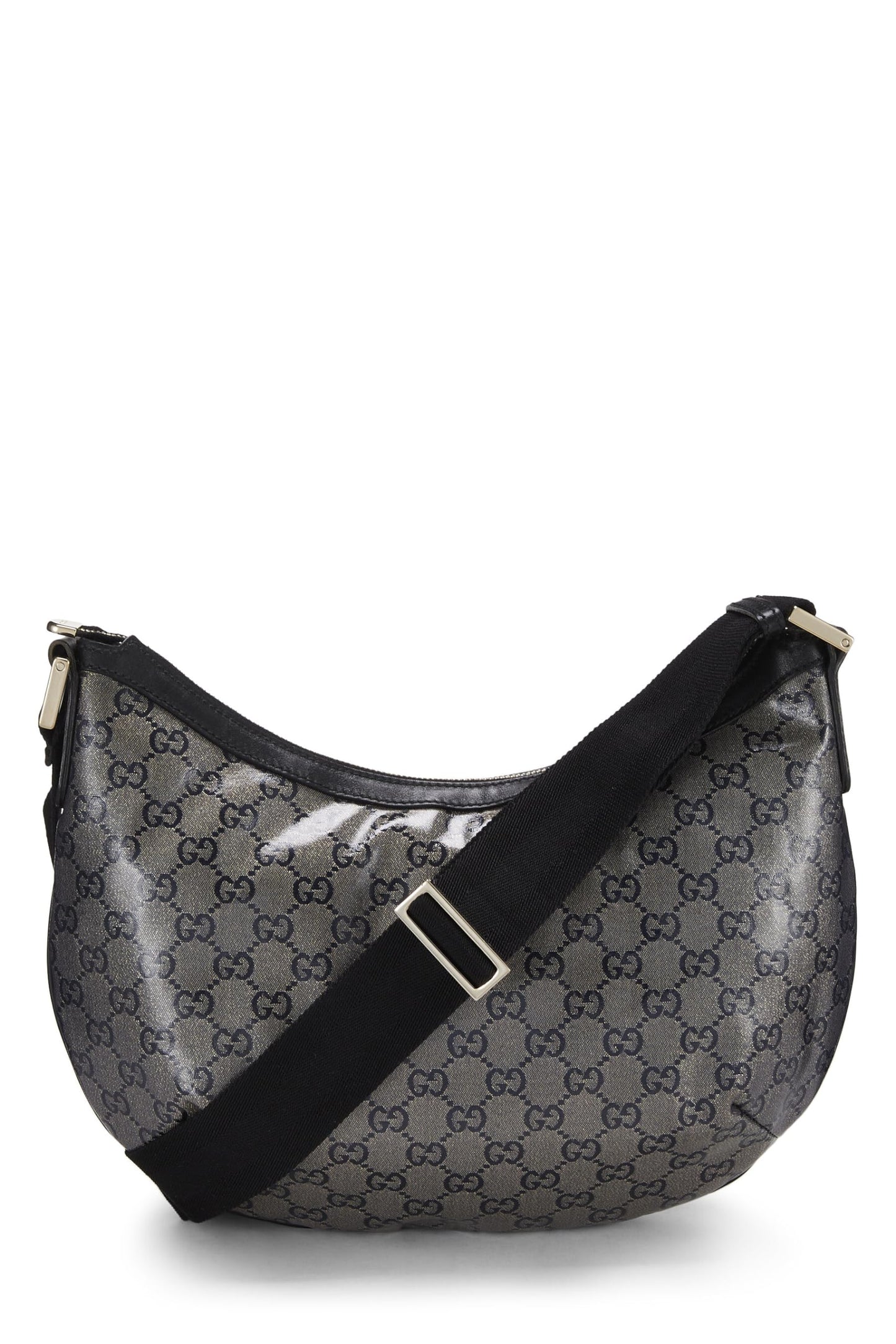 Gucci, Black Crystal Canvas Web Round Messenger Bag, Black