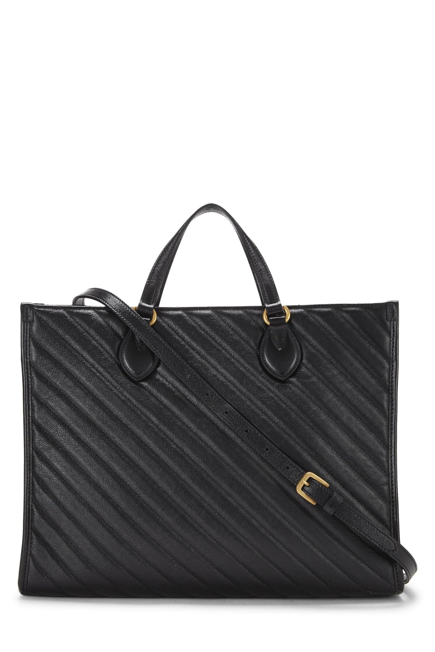 Gucci, Black Leather Marmont Handle Bag Medium, Black
