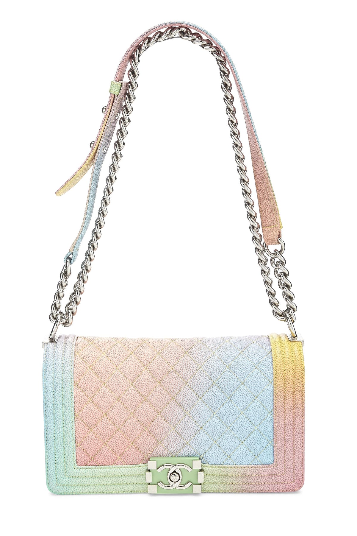 Chanel, Rainbow Quilted Caviar Boy Bag Medium, Green
