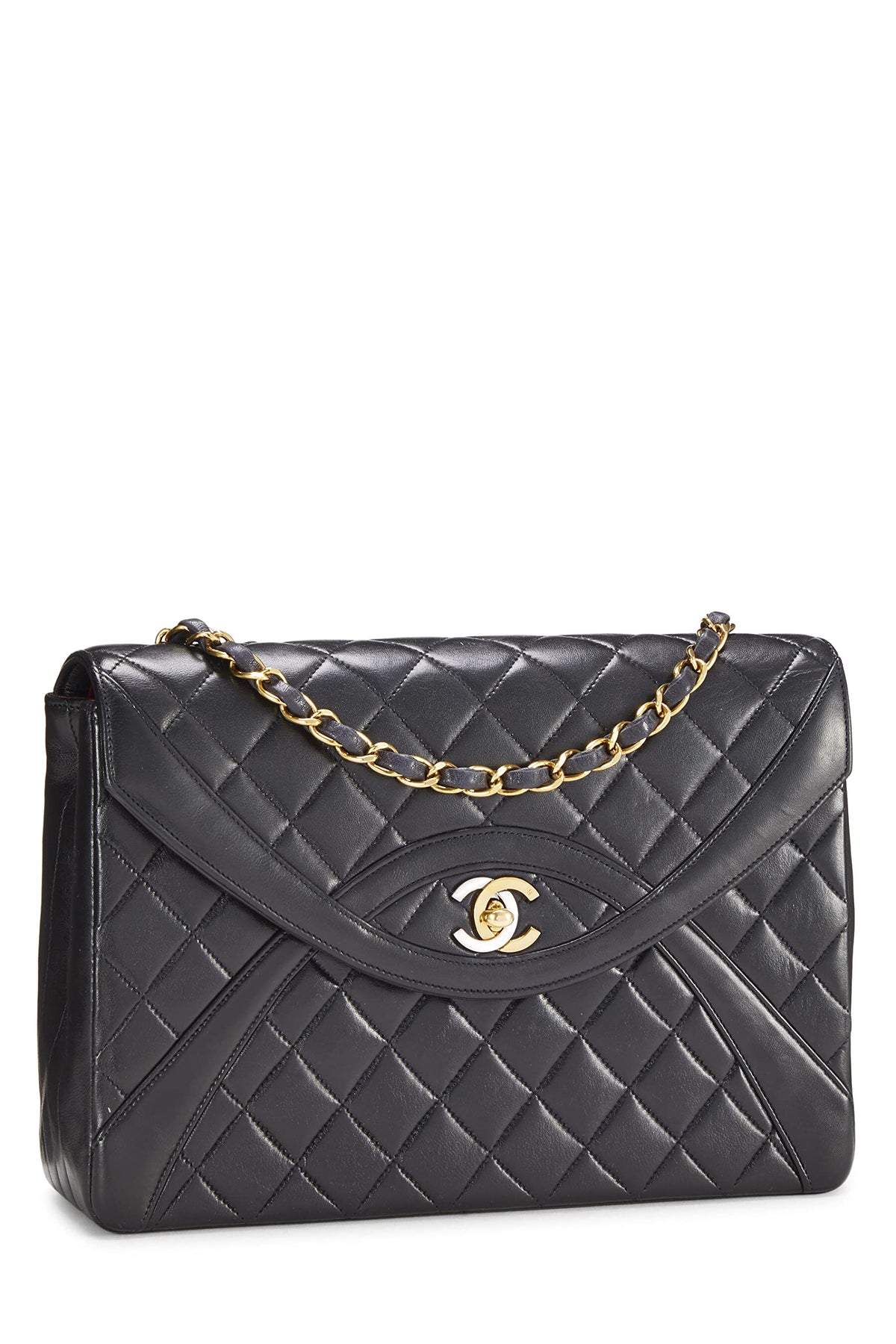 Chanel, Black Quilted Lambskin Paris Limited Curved Flap Medium , Black