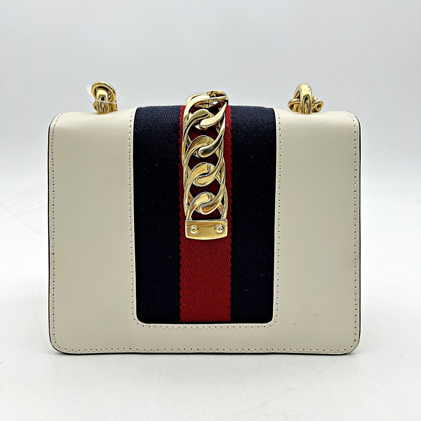 Gucci White Leather Vintage Web Mini Sylvie Chain Shoulder Bag guht