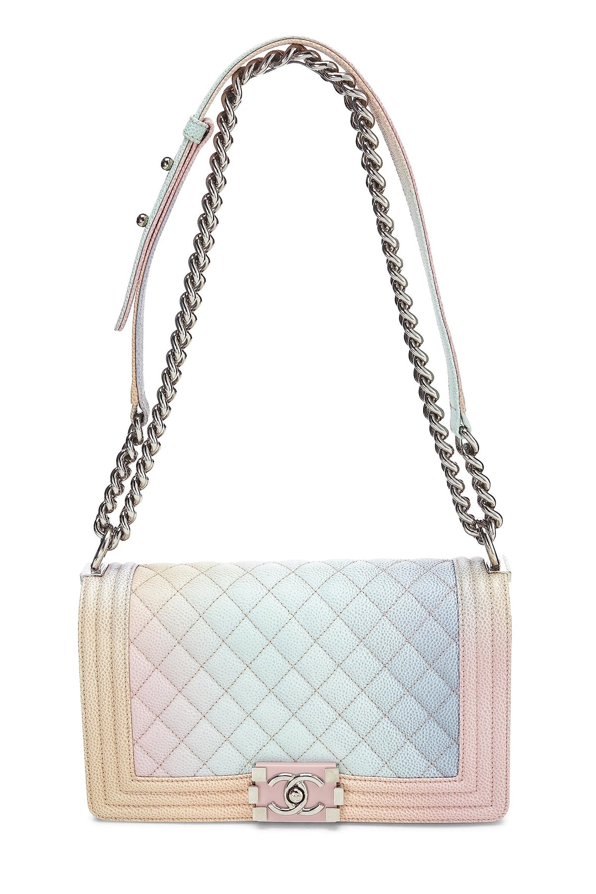 Chanel, Rainbow Quilted Caviar Boy Bag Medium, Pink