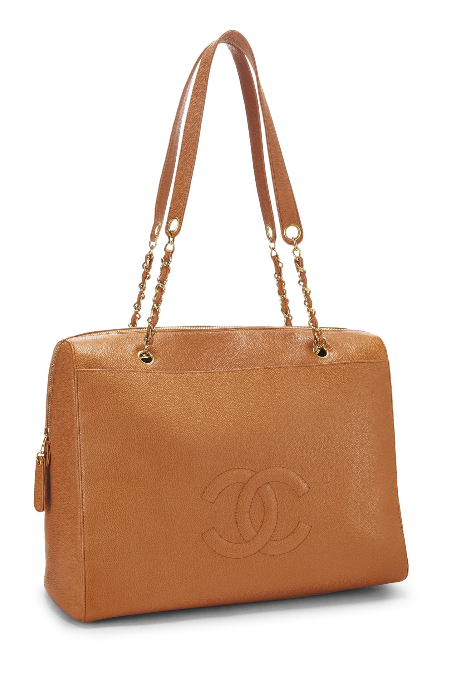 Chanel, Orange Caviar Zip Tote Large, Orange