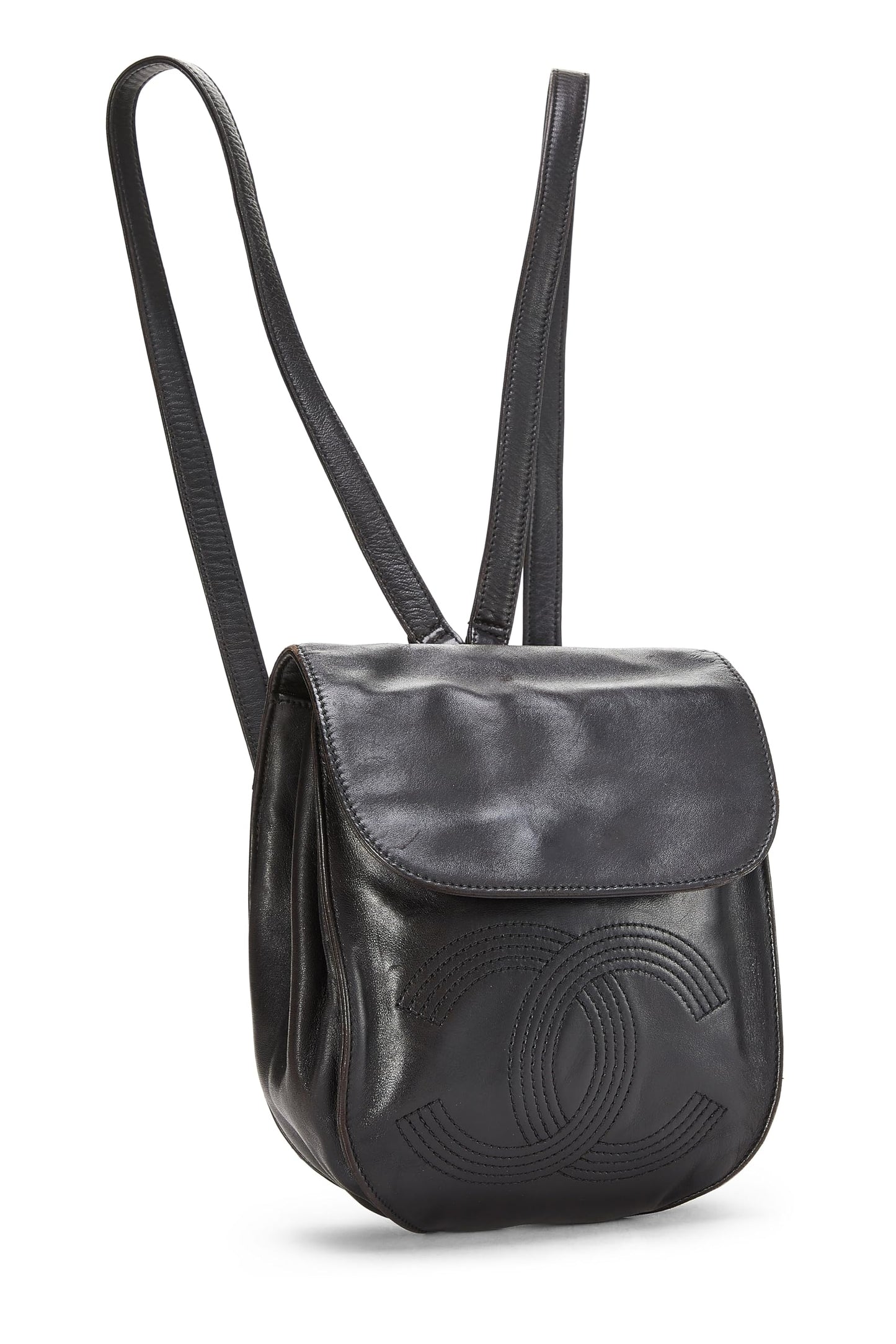 Chanel, Black Lambskin 'CC' Backpack, Black