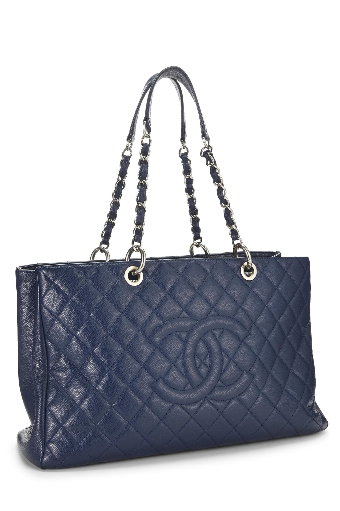 Chanel, Navy Quilted Caviar Grand Shopping Tote (GST) XL, Navy