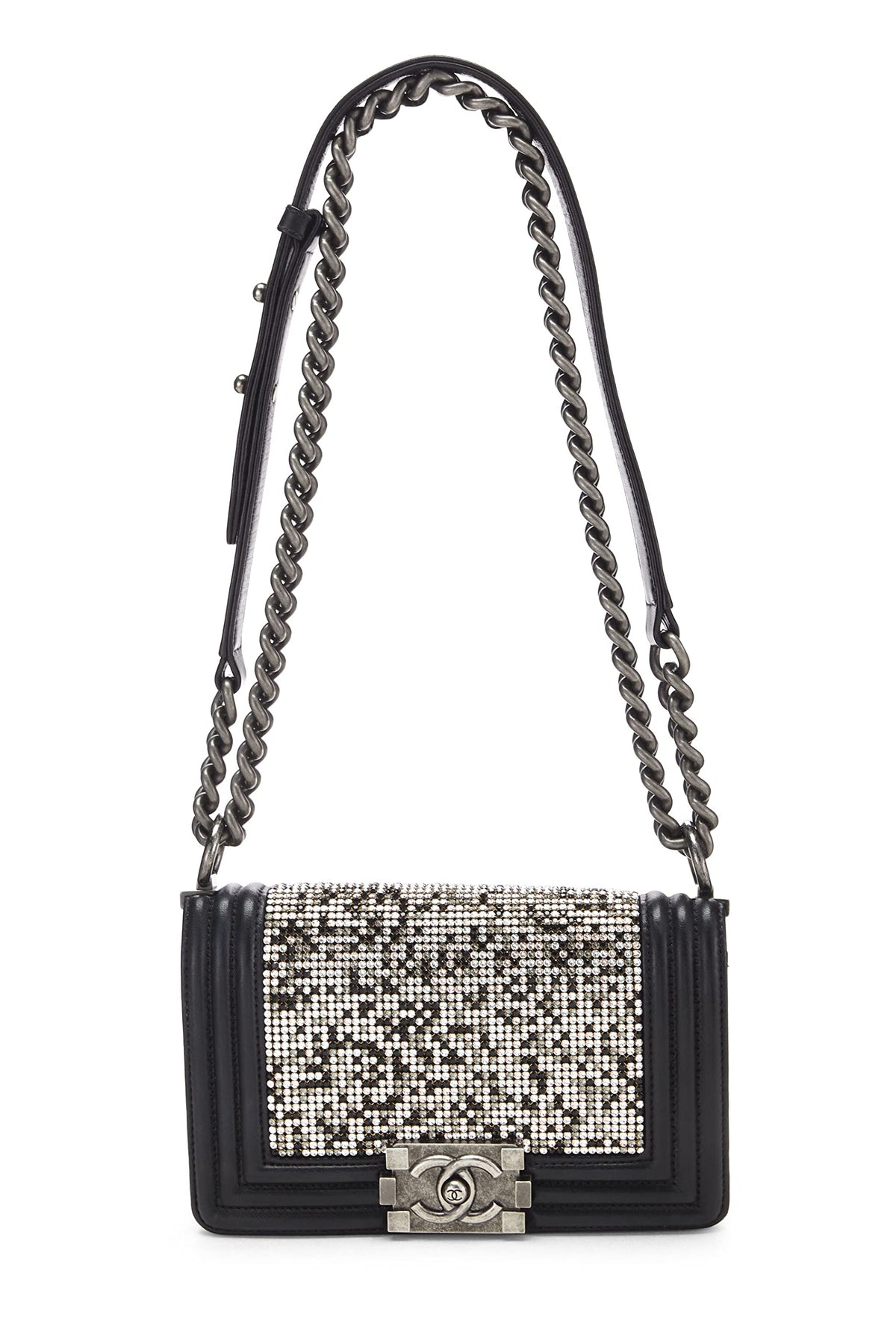 Chanel, Black Embellished Swarovski Crystal Boy Bag Small, Black