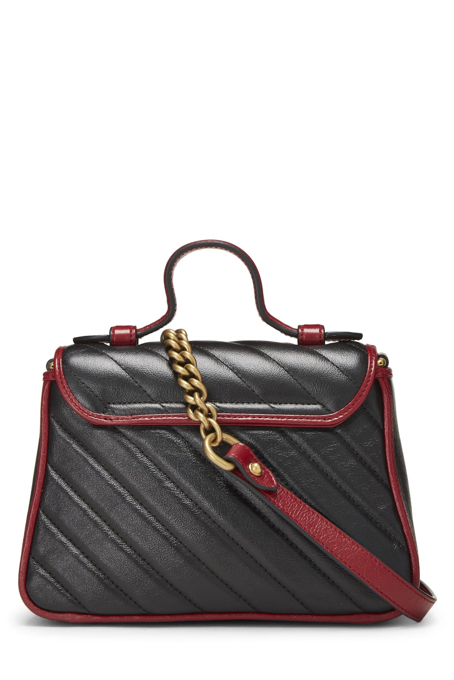 Gucci, Black Leather Torchon GG Marmont Top Handle Bag Mini, Black