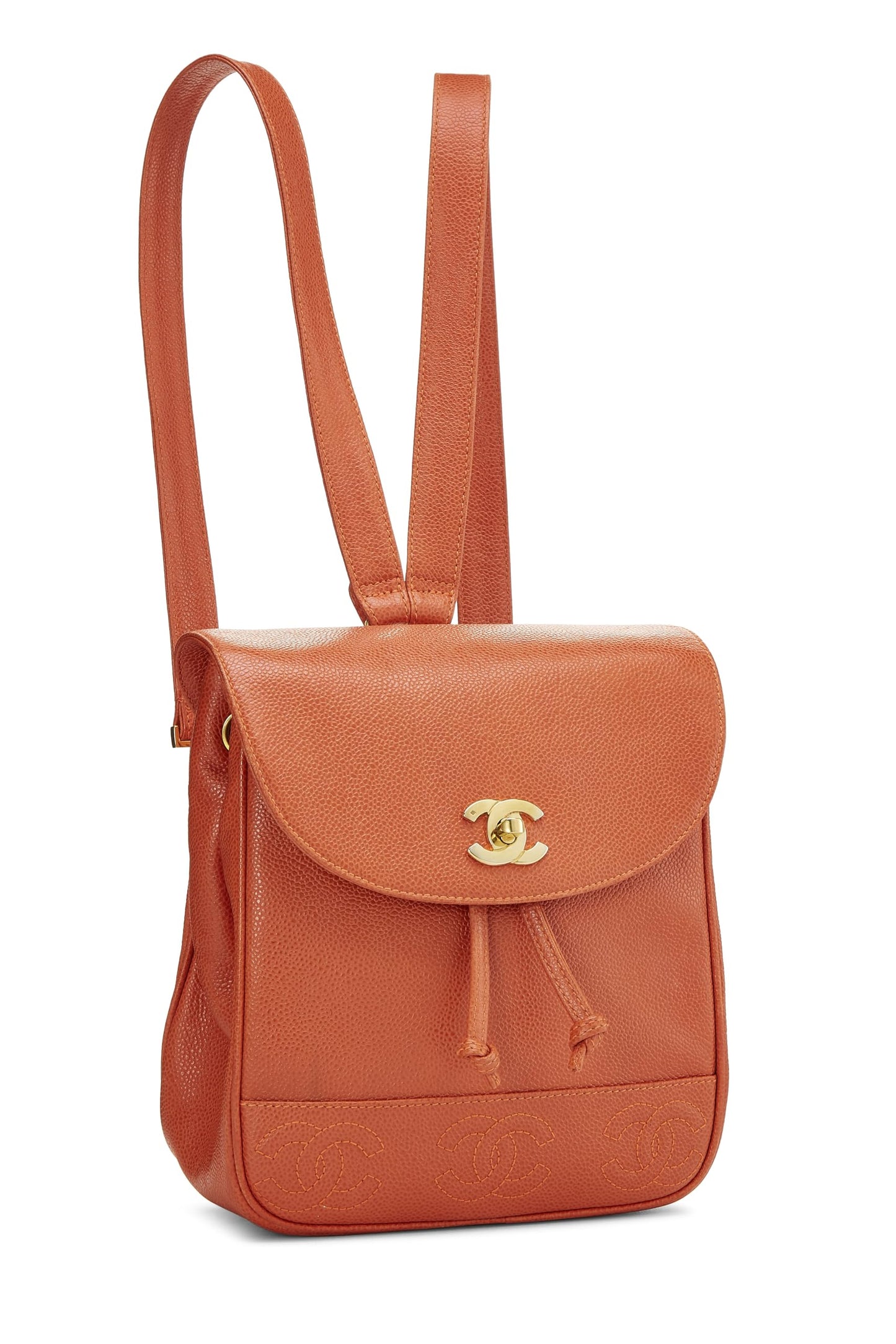 Chanel, Orange Caviar 3 'CC' Backpack Small, Orange