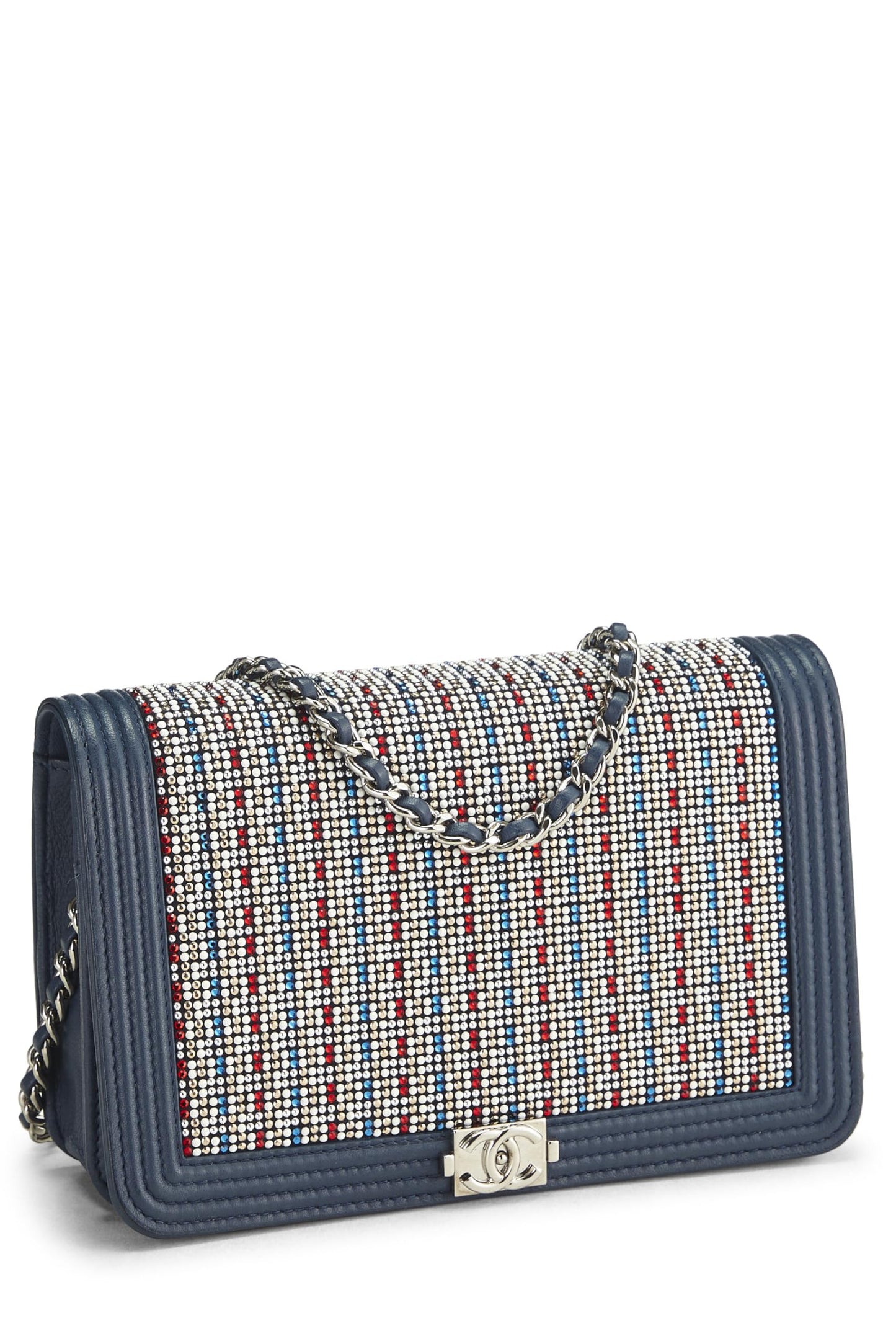 Chanel, Blue Embellished Boy Wallet on Chain (WOC), Blue