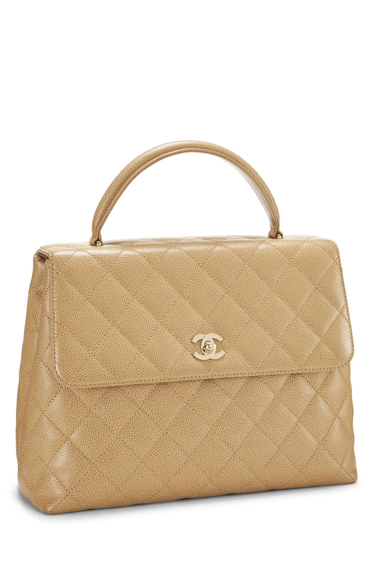 Chanel, Beige Quilted Caviar Kelly, Beige