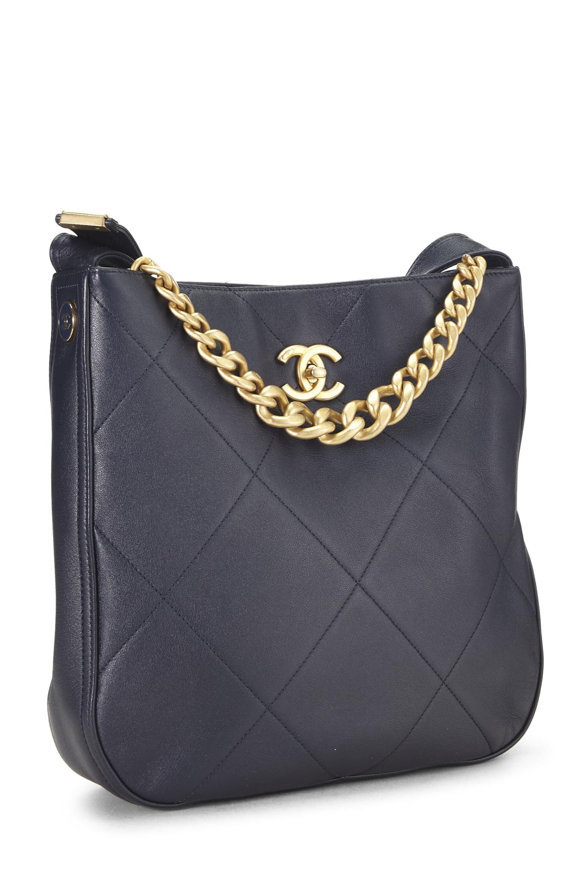 Chanel, Navy Calfskin Stitched Easy Mood Hobo, Navy