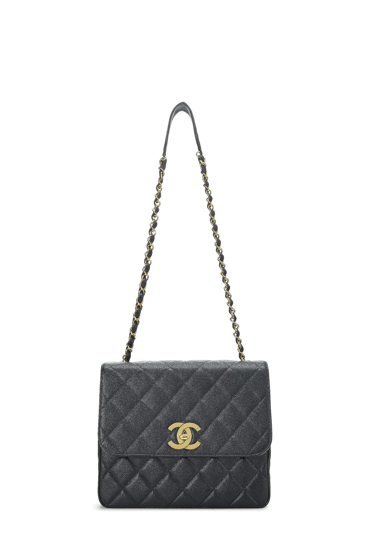 Chanel, Black Caviar Big CC Square Flap Large, Black