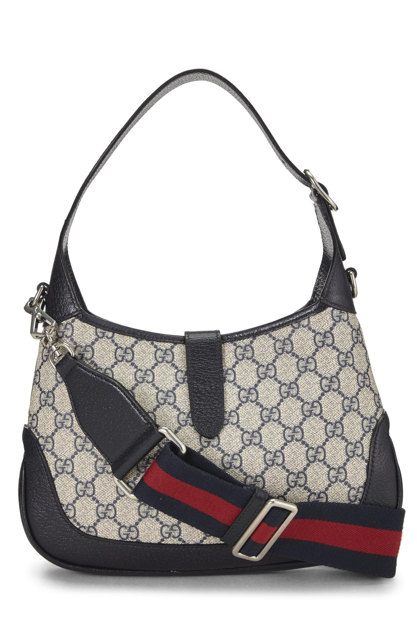 Gucci, Navy GG Supreme Canvas Web Jackie Shoulder Bag, Navy