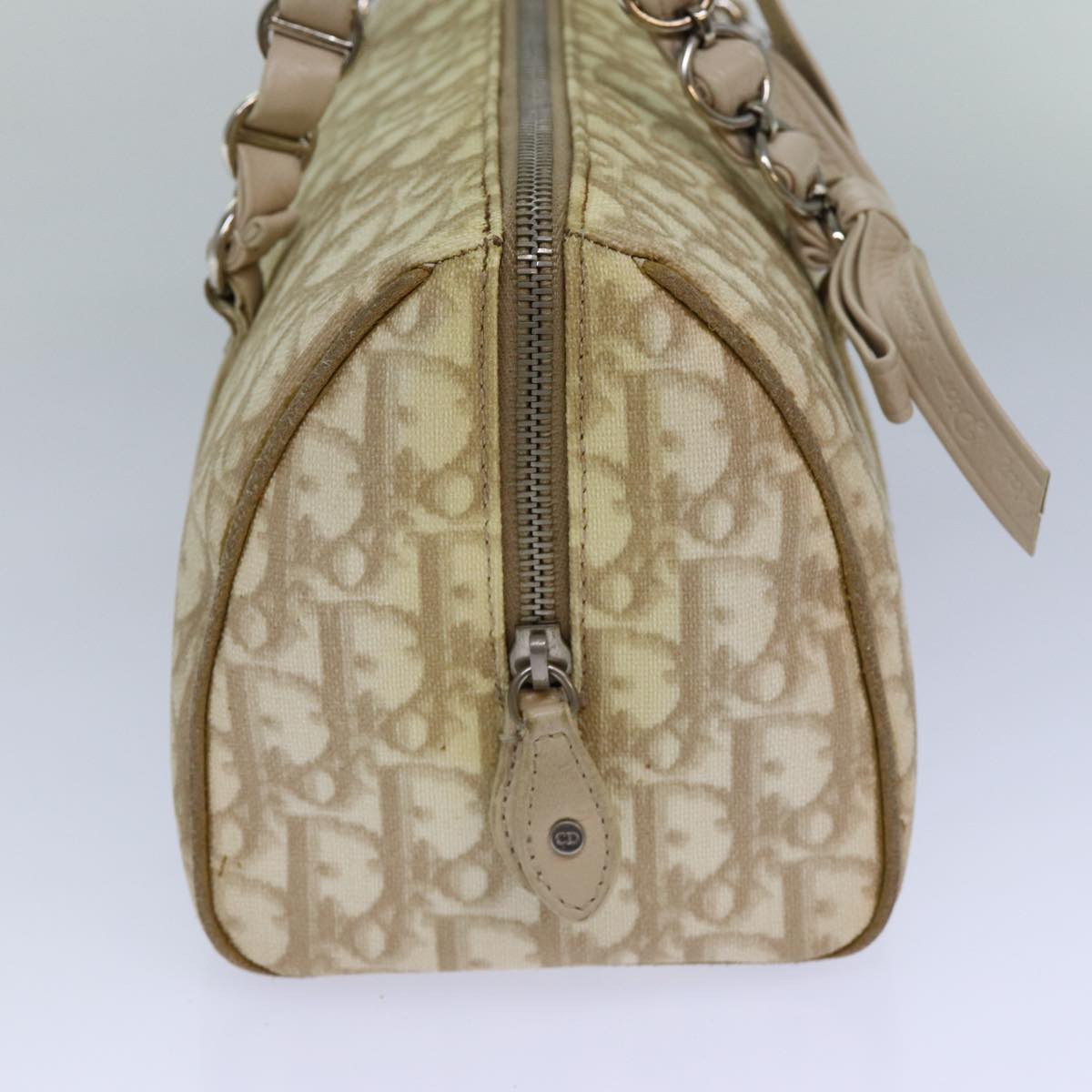 CHRISTIAN DIOR Trotter Romantic Chain Hand Bag Beige Auth 82277