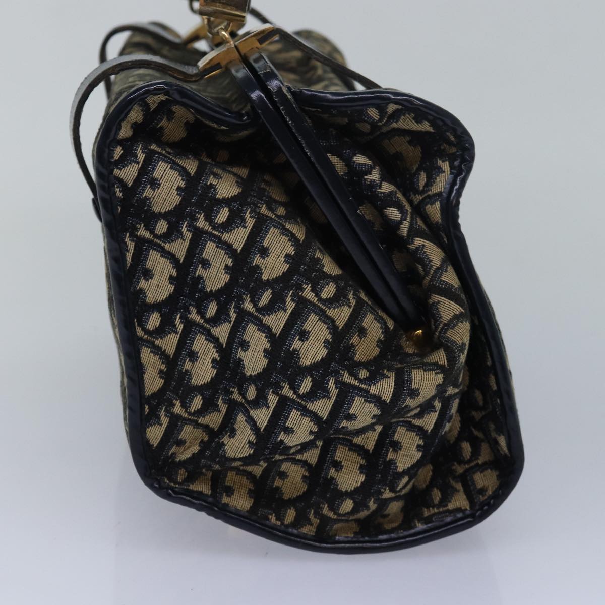 CHRISTIAN DIOR Trotter Canvas Hand Bag Navy Auth 83443