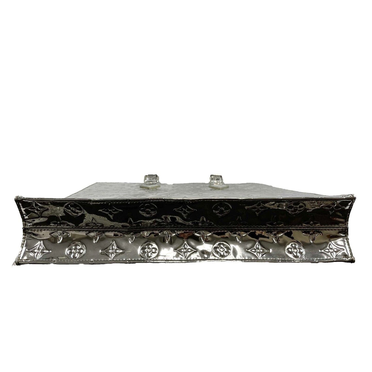 LOUIS VUITTON Monogram Miroir Sac Plat Silver Patent Tote Bag RARE