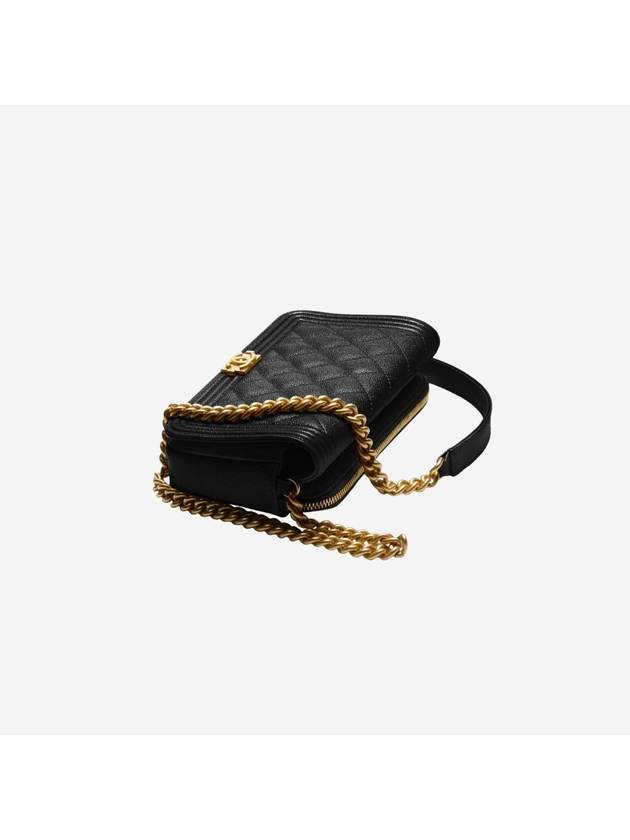 Boy Flap Phone Holder Calfskin Cross Bag Black Chanel