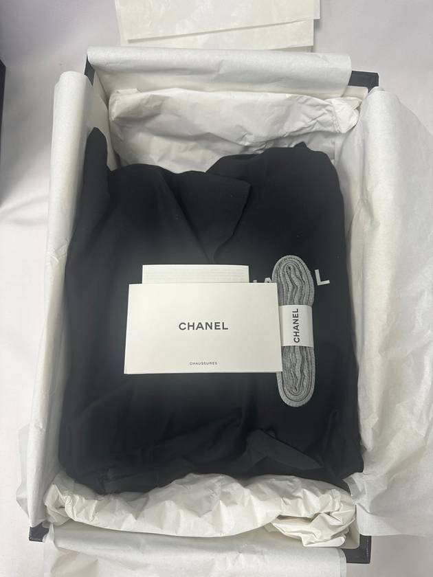 Fabric Laminated Low Top Sneakers Silver Chanel