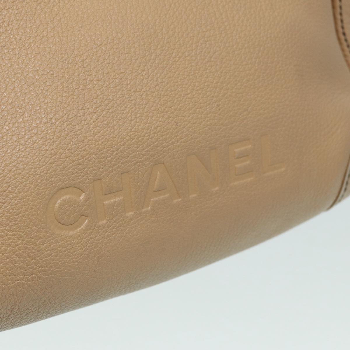 Top Quality Chanel Fringe Hand Bag Leather Beige CC Auth 87088