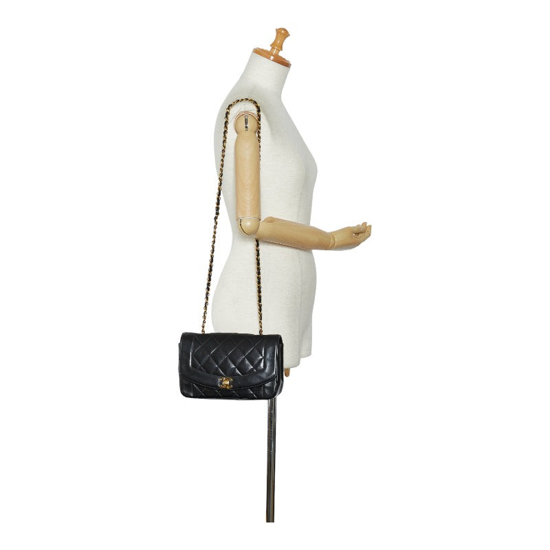 Chanel Matrases Diana Chain Chain houlder Bag Black Gold Chanel