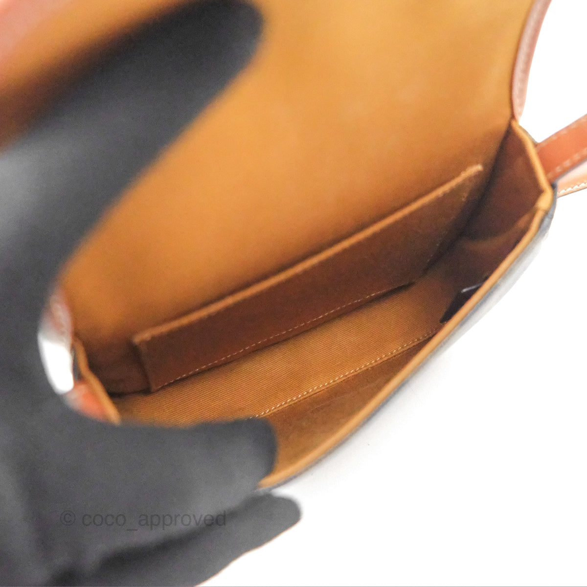 Celine Mini Besace Triomphe Canvas Calfskin Tan