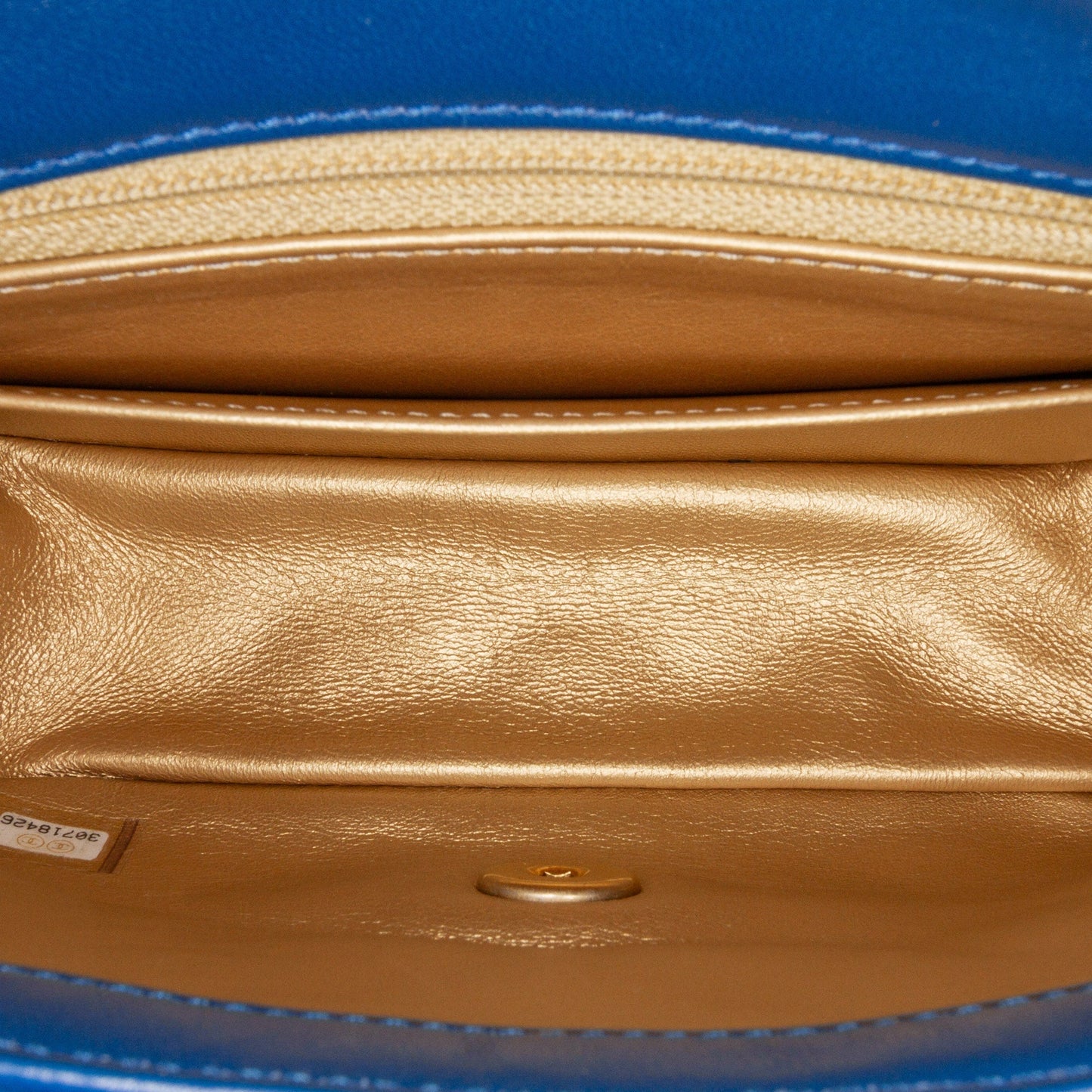 Blue Chanel Mini Square Classic Lambskin Pearl Crush Single Flap Crossbody Bag