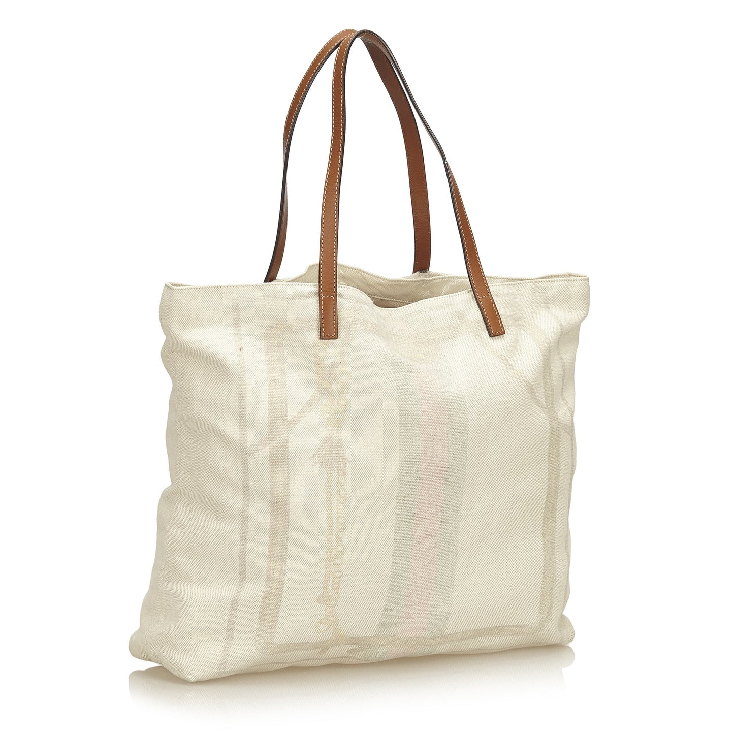 G*G White Ivory Canvas Fabric Web Tote Bag Italy