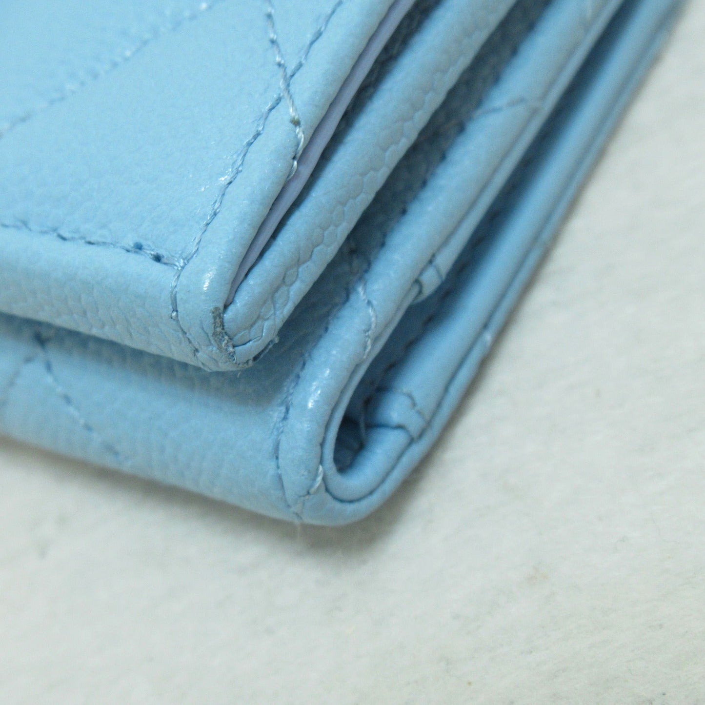 Chanel Three Fold Wallet Three Folded Wallet Caviar S (Green ) Blue