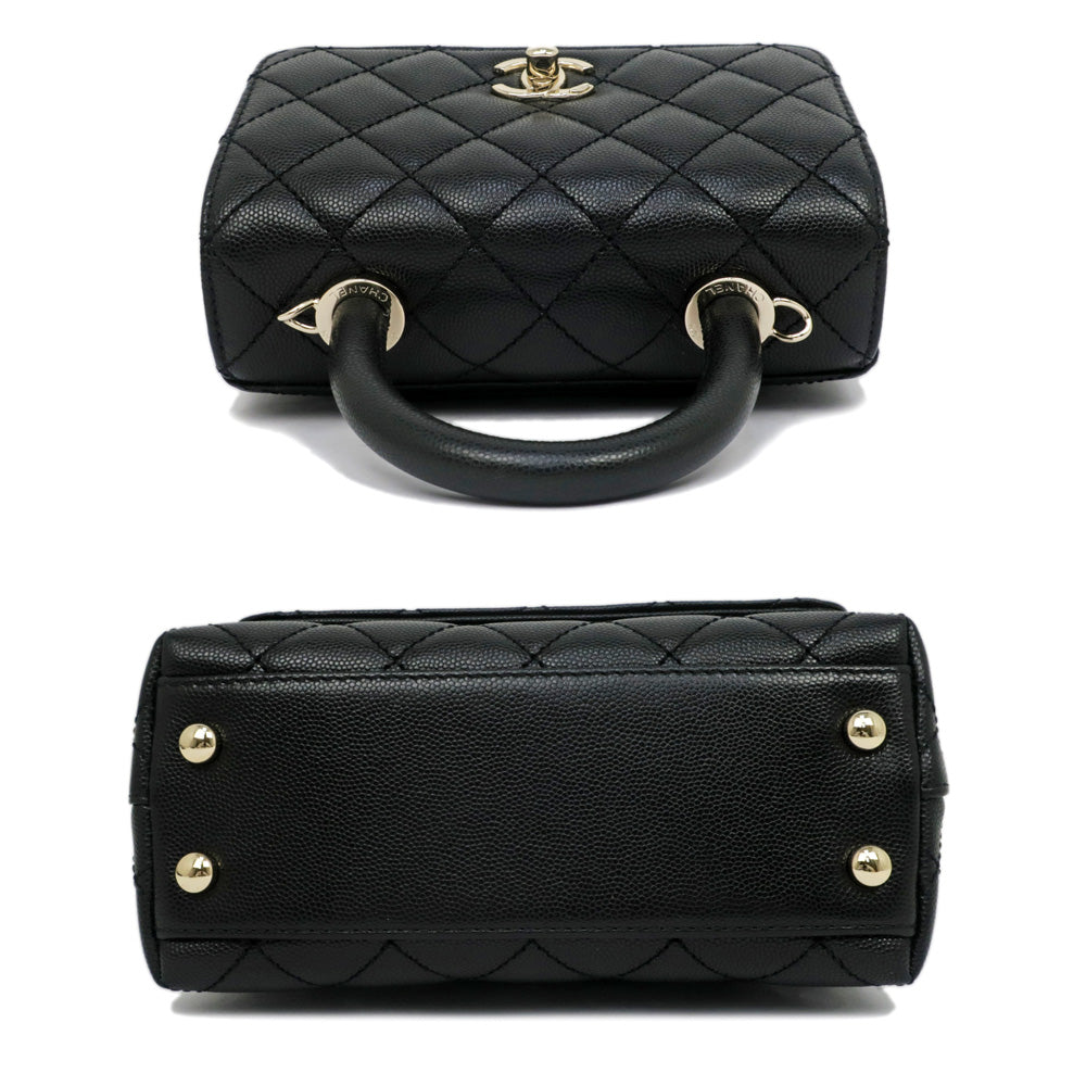 CHANEL Coco Handle XXS AS2215 Caviar S Matrasse Black Black G Top Handle Bag