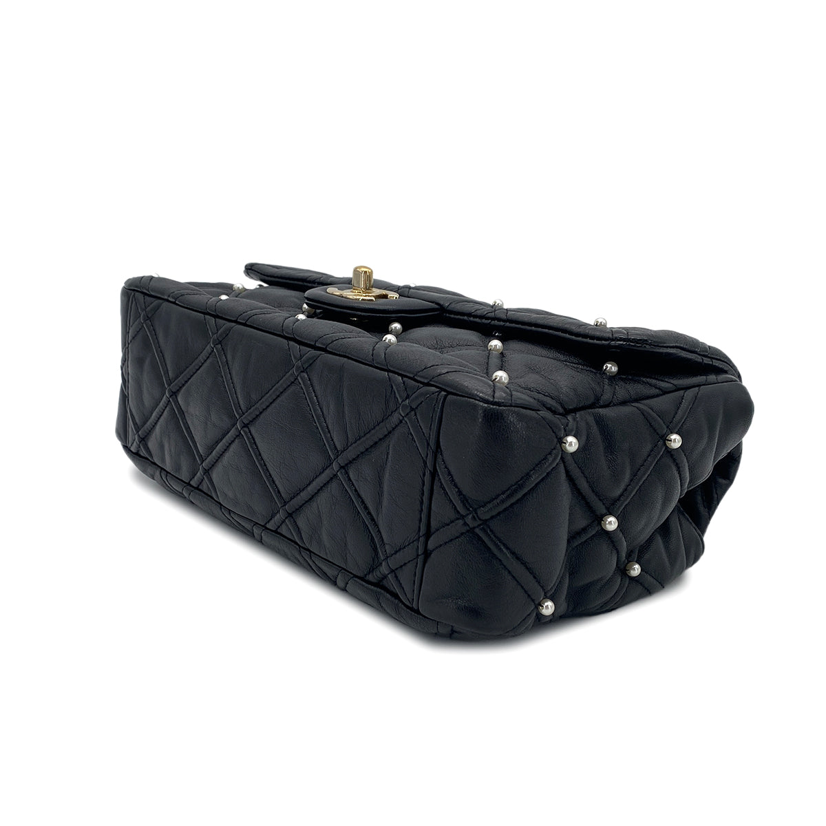 CHANEL MATELASSE CHAIN SHOULDER BAG FAKEPEARL BLACK LAMB SKIN 90274853