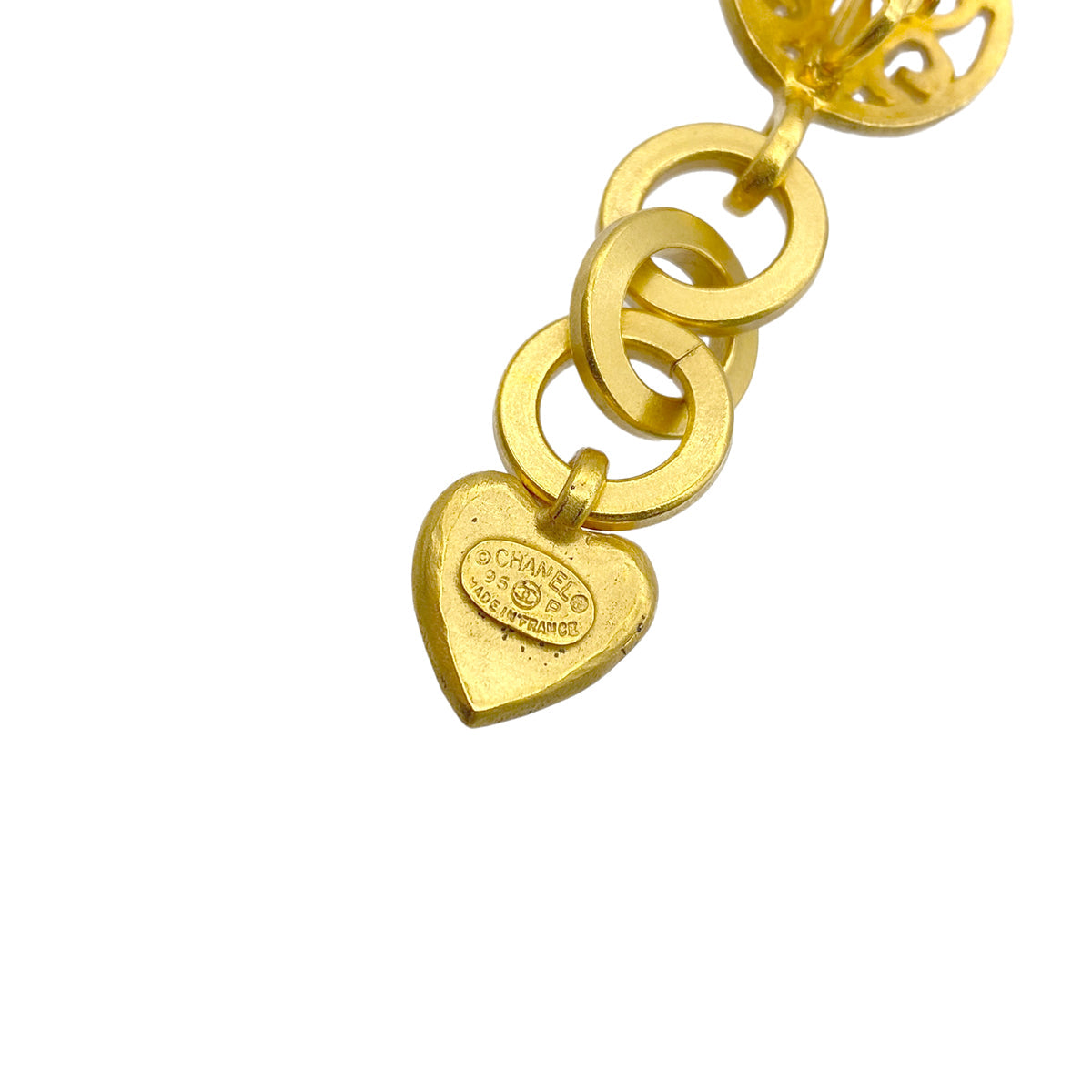 CHANEL VINTAGE EARRINGS COCOMARK HEART SWING ACCESSORY 95P 90274888