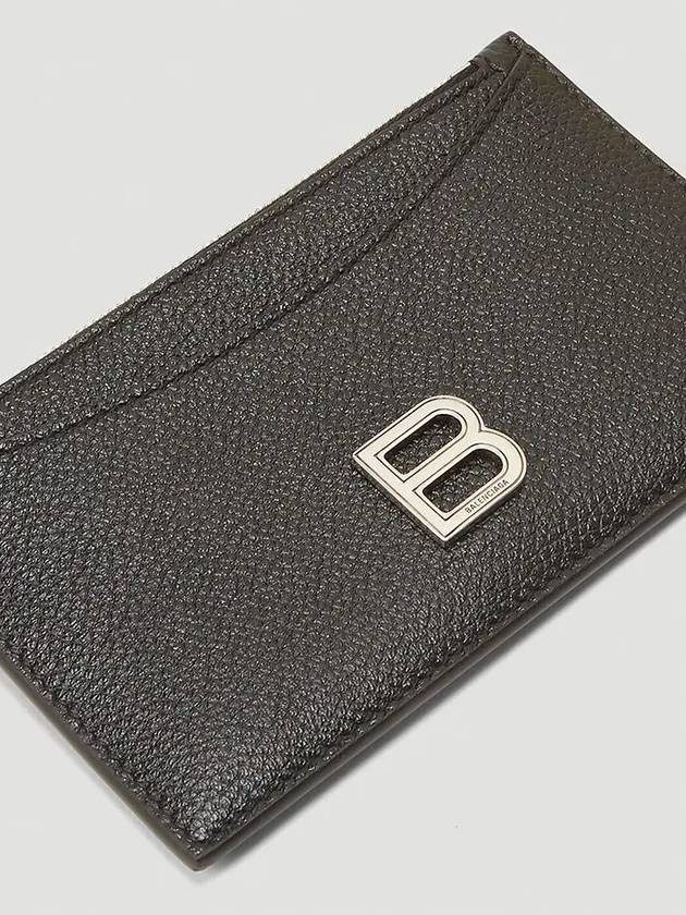 Luxury Balenciaga Hourglass Zipper Leather Card Wallet Black Silver