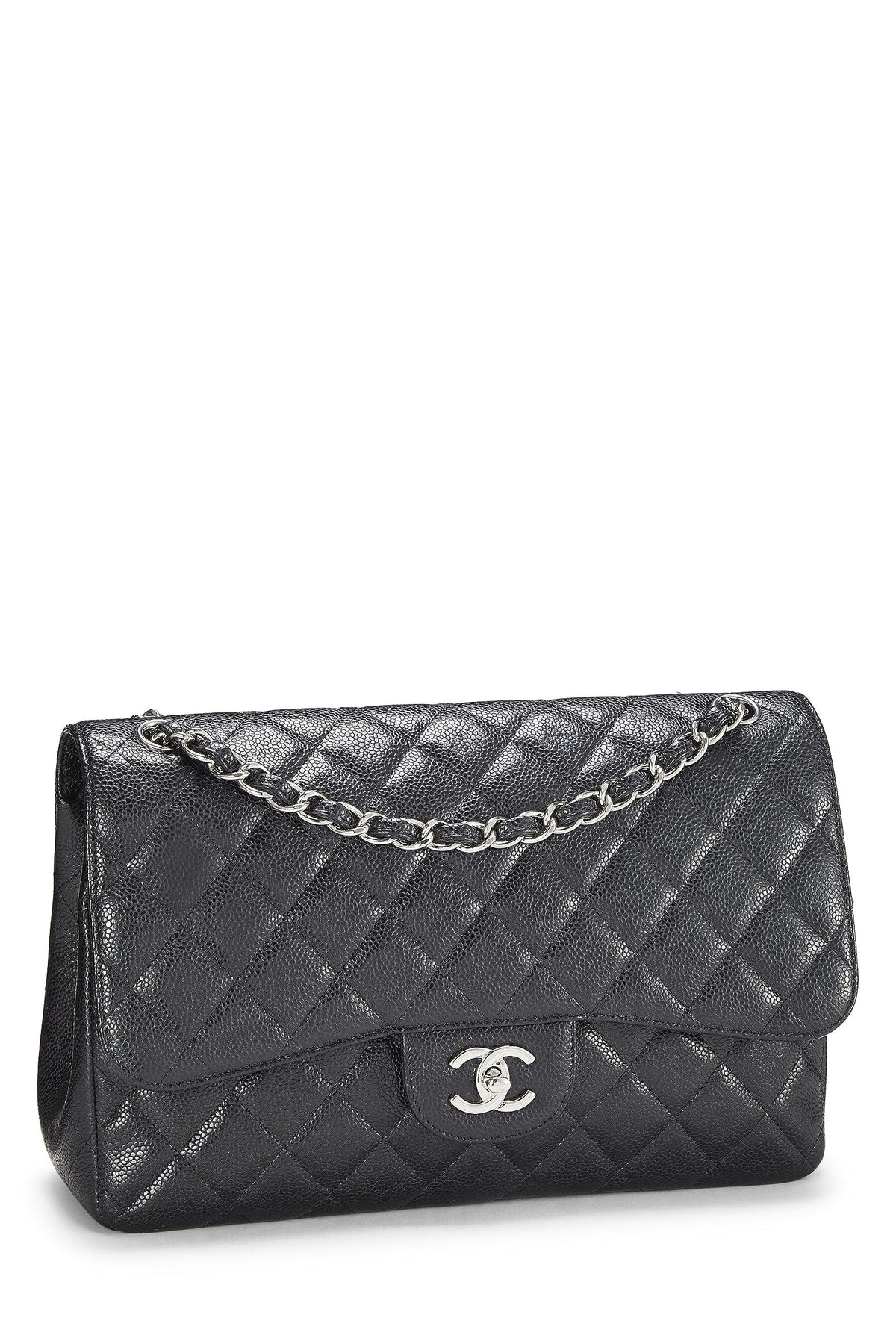 Chanel, Black Quilted Caviar New Classic Flap Jumbo, Black
