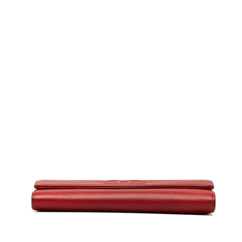 Chanel Cocomark Long Wallet Red Caviar Chanel