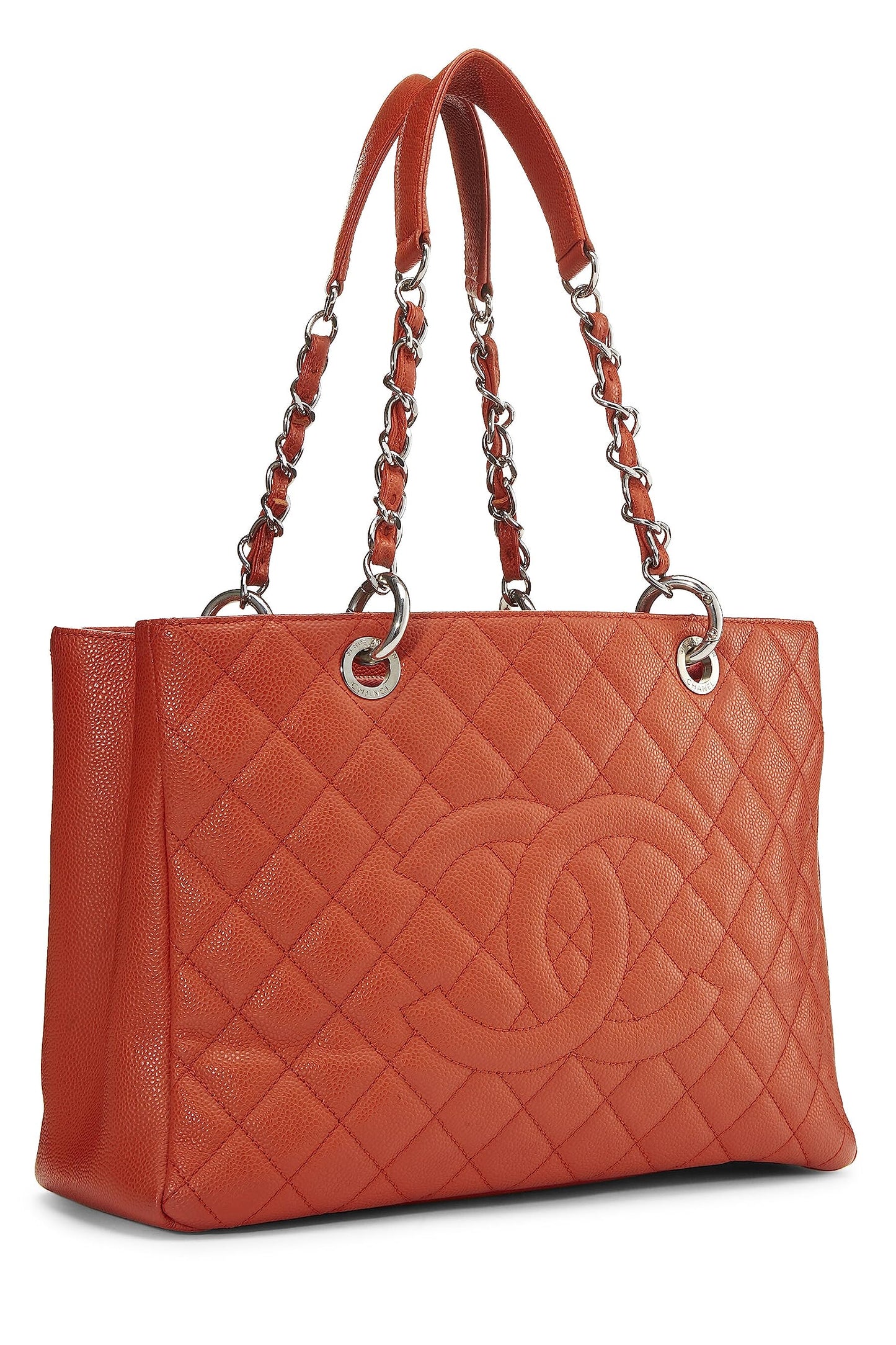 Chanel, Orange Quilted Caviar Grand Shopping Tote (GST), Orange