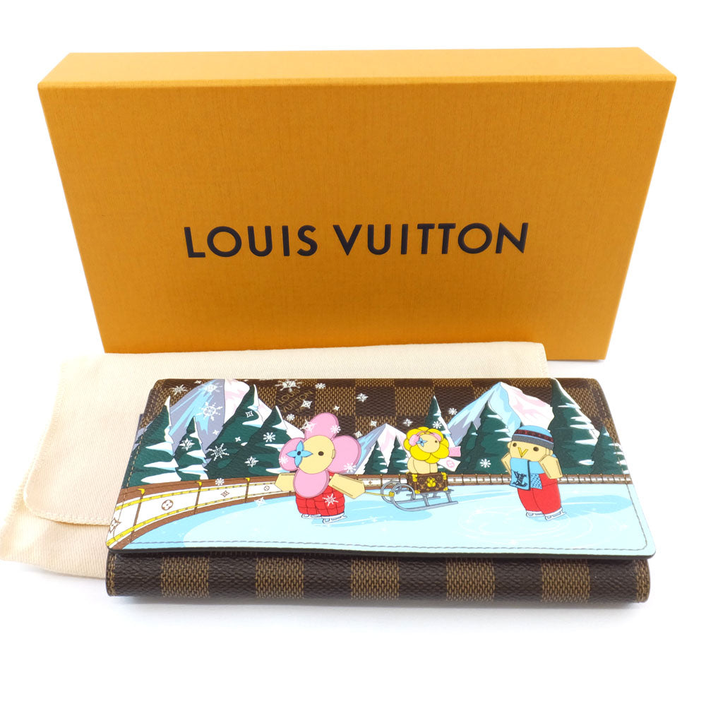 Louis Vuitton Portefolio Sarah NM Long Wallet N40722 Vivian Damielaine Brown Pink Background G Wallet Long Wallet