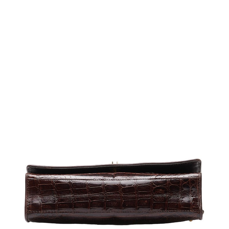 Chanel Crocodile Coco Chain Shoulder Bag Brown G Leather Chanel