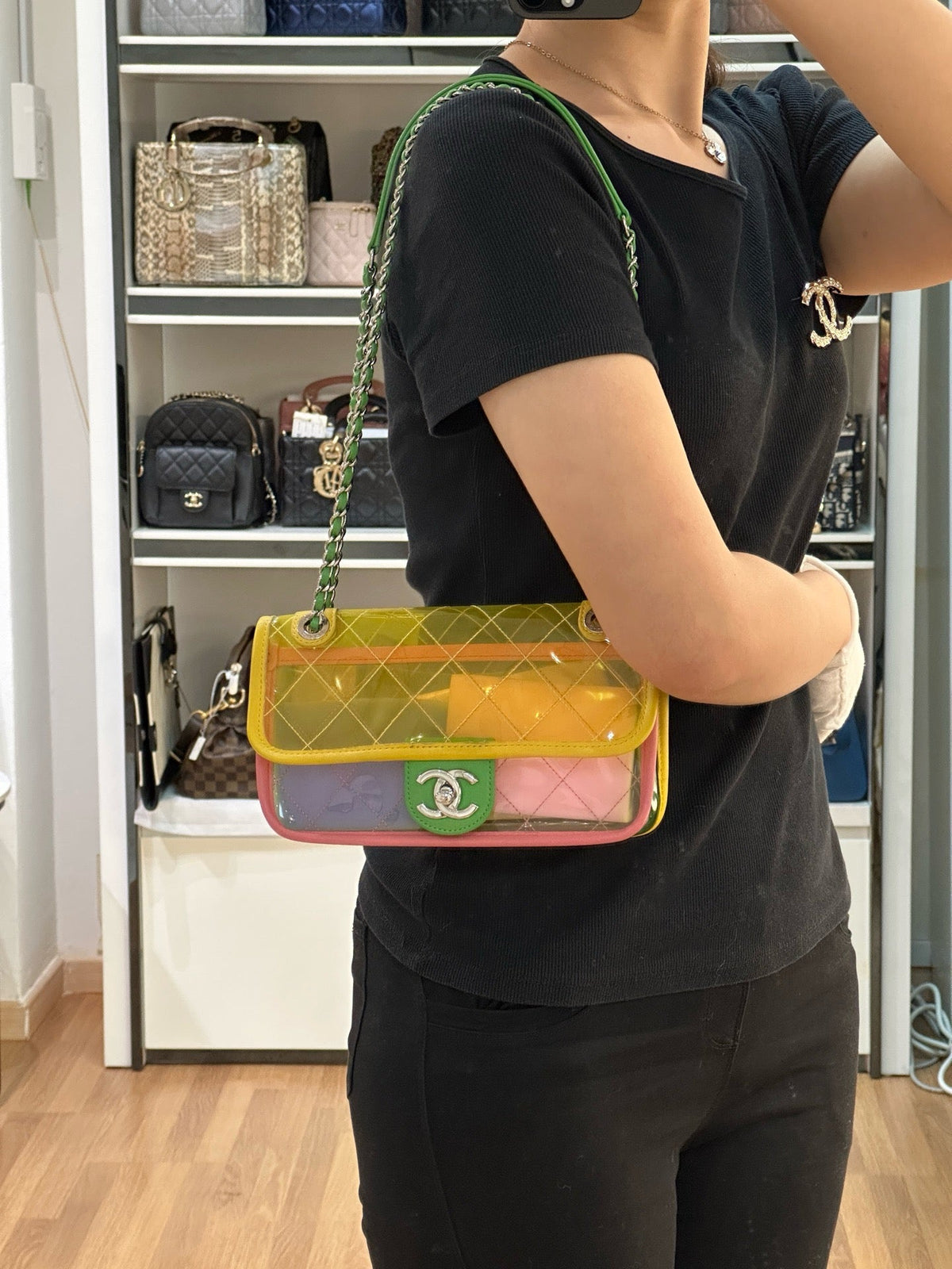 Chanel Yellow Coco Splash PVC Small Flap Bag holo 2589