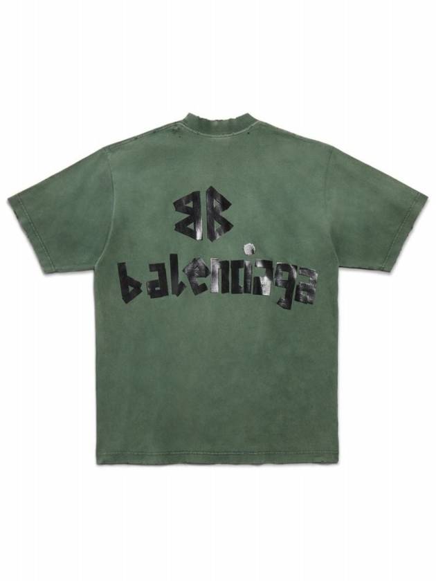Luxury Balenciaga Tape Type Short Sleeve T-Shirt Green