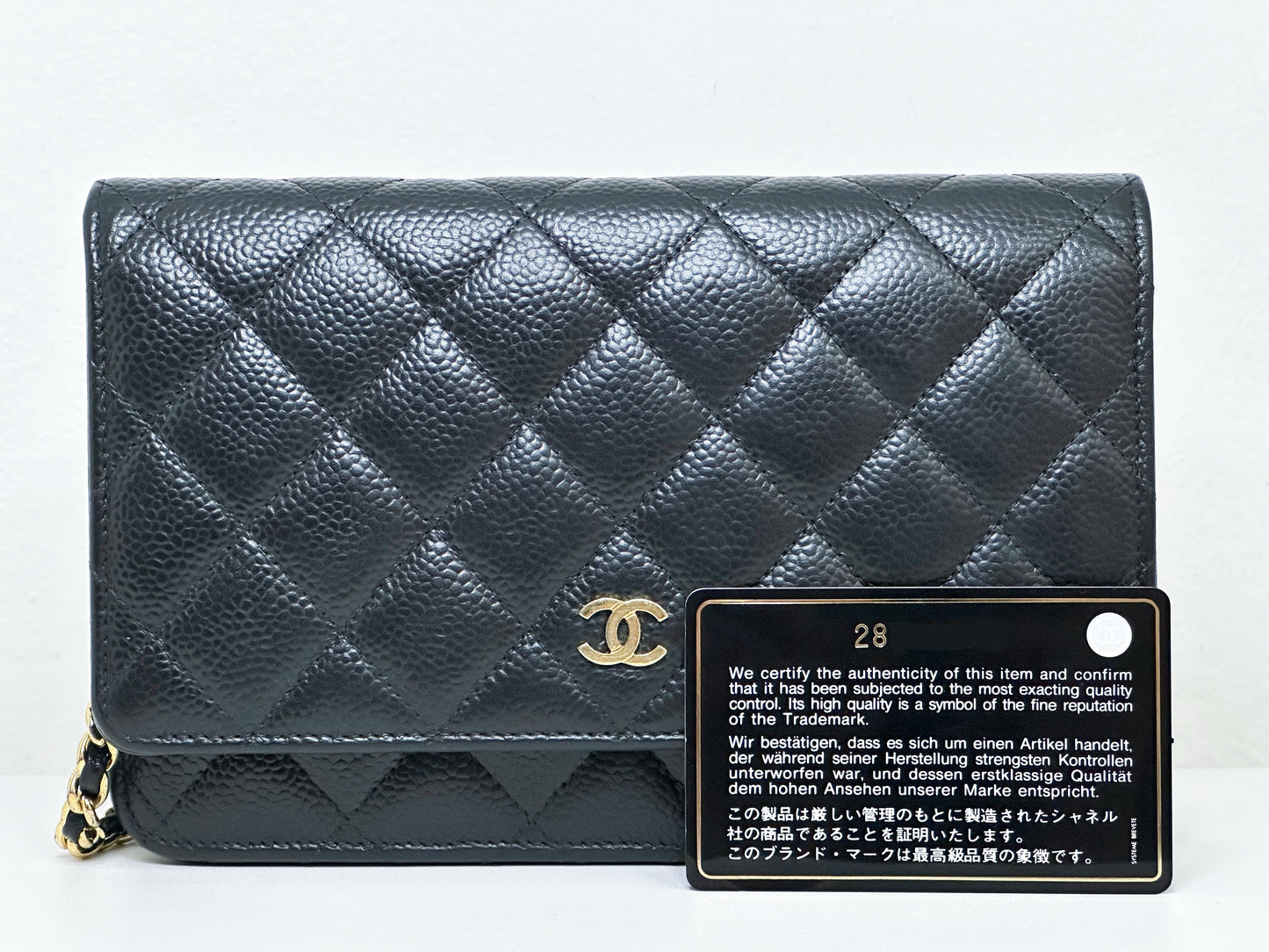 Chanel Classic Wallet on Chain Caviar Black GHW 2859 Holo card